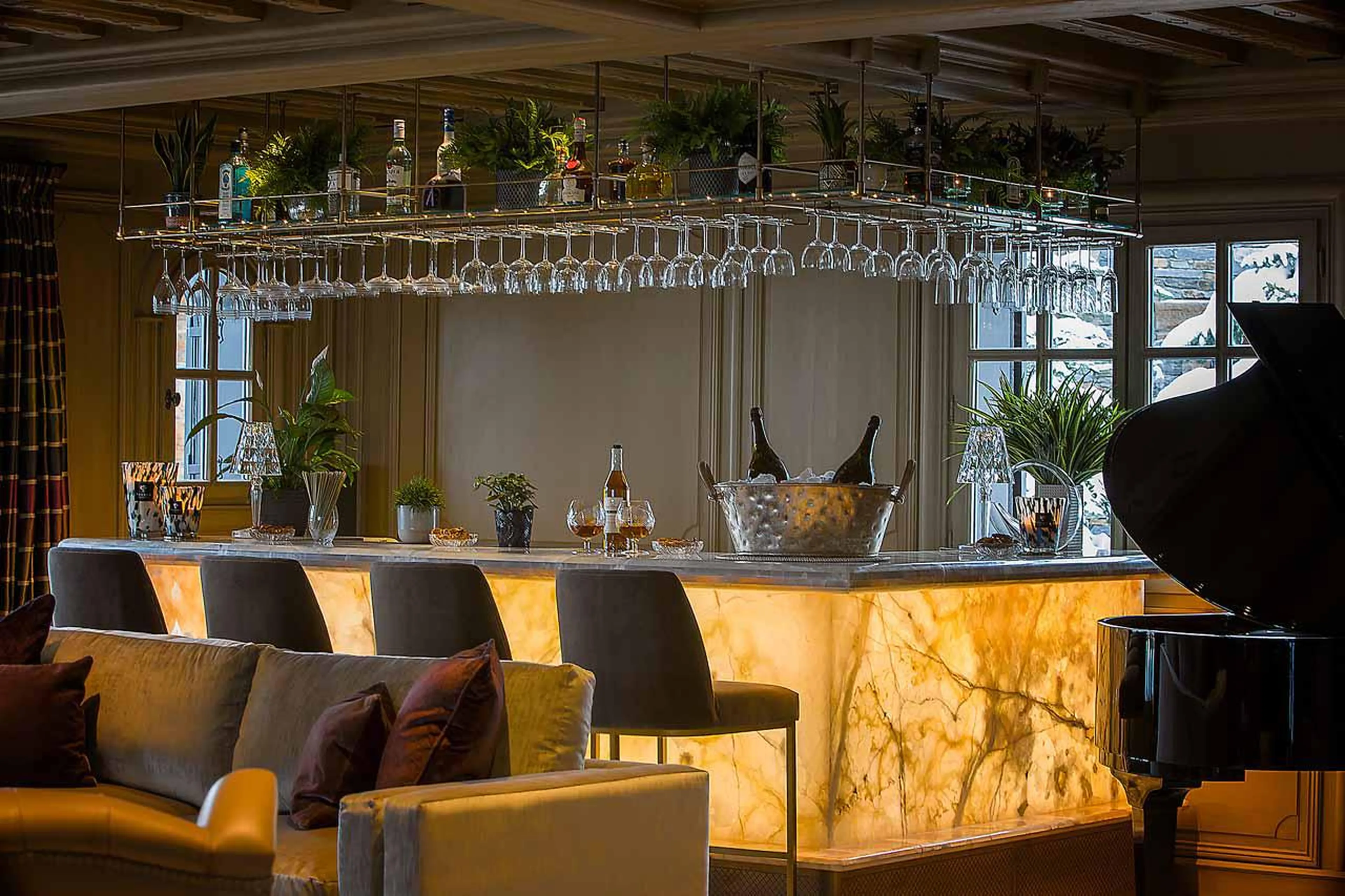 Professional bar with high seating in Chalet d'Ecosse, Courchevel 1850
