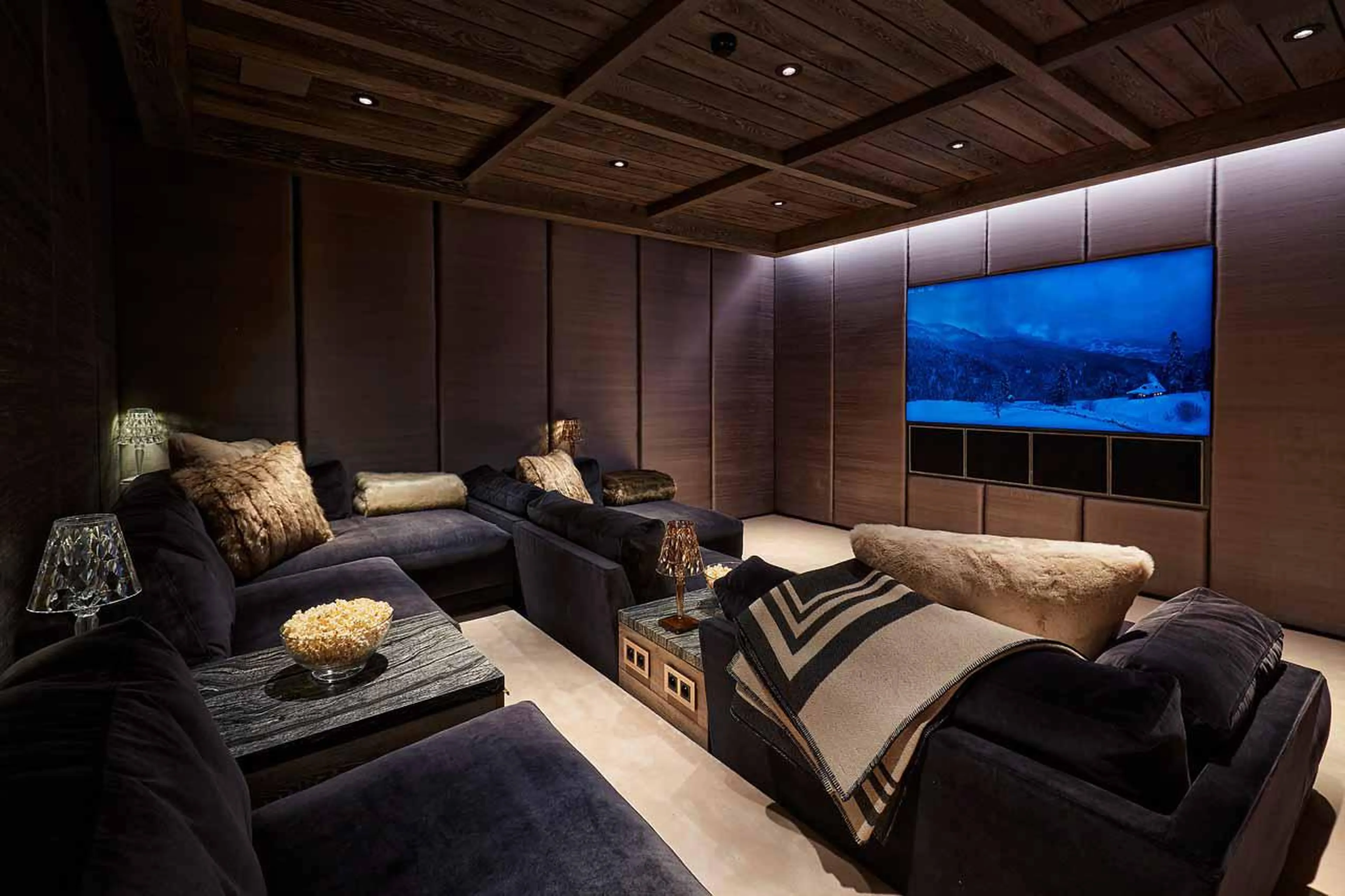 Impressive cinema room in Chalet d'Ecosse, Courchevel 1850