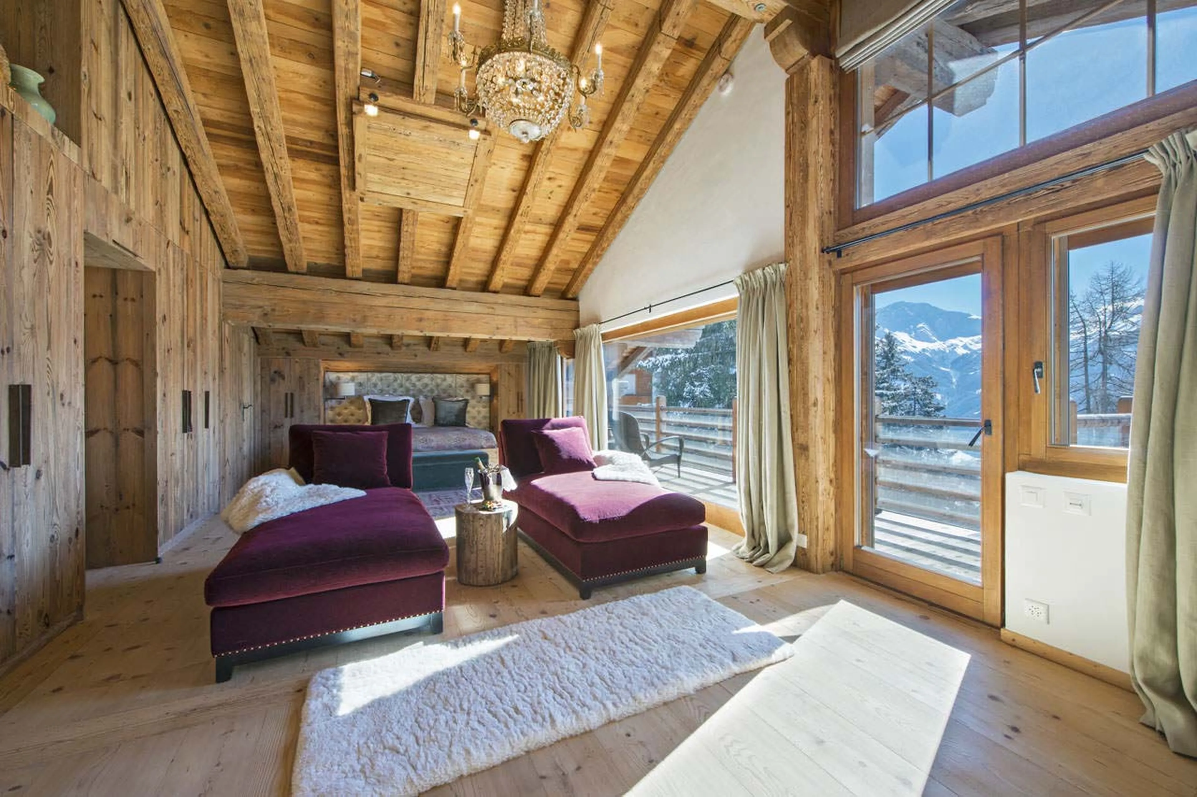 Private balcony of master bedroom in Chalet Dent Blanche in Verbier