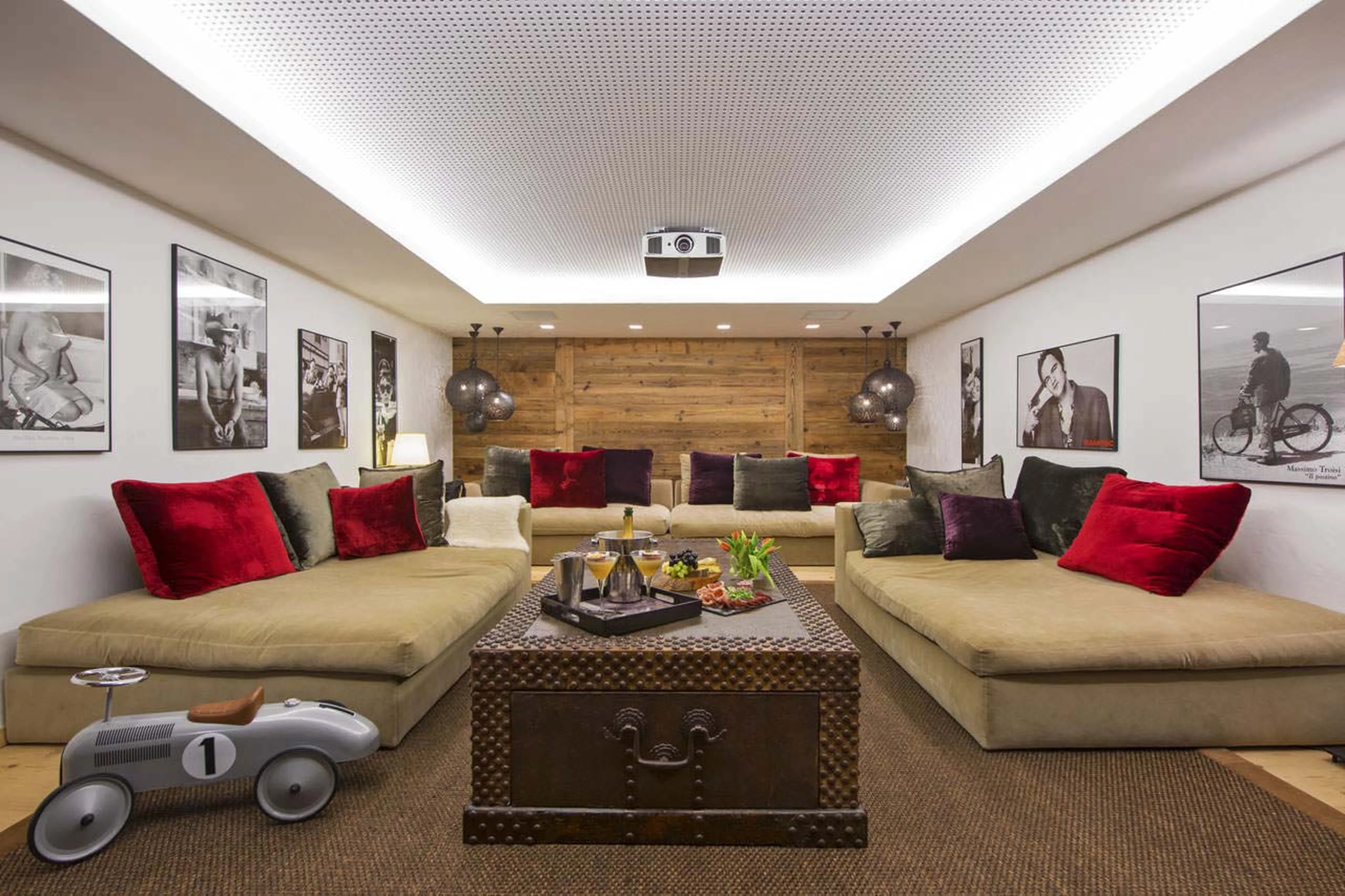 Seating in cinema room of Chalet Dent Blanche in Verbier