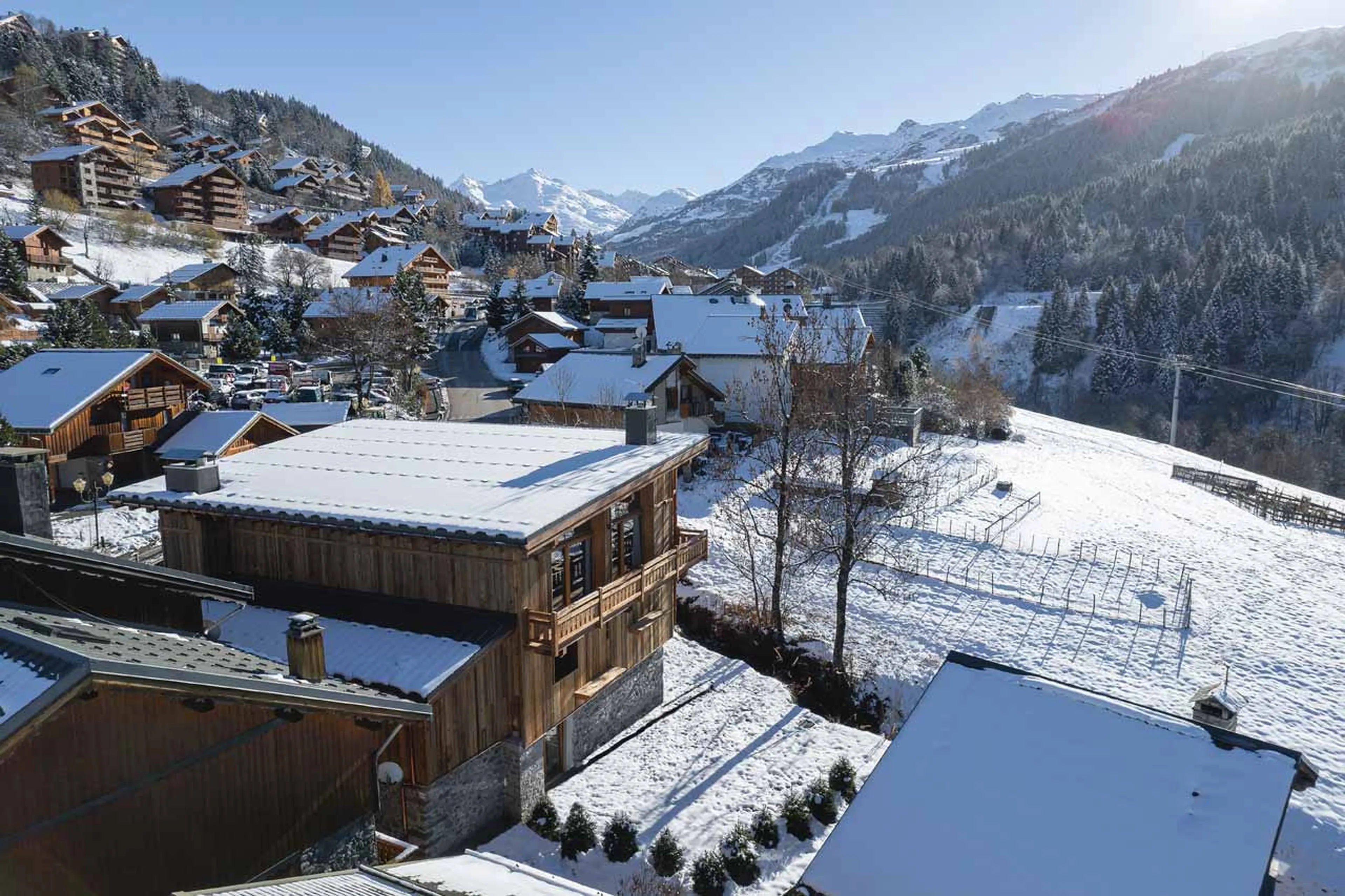 Aerial view of Chalet des Amis in Meribel