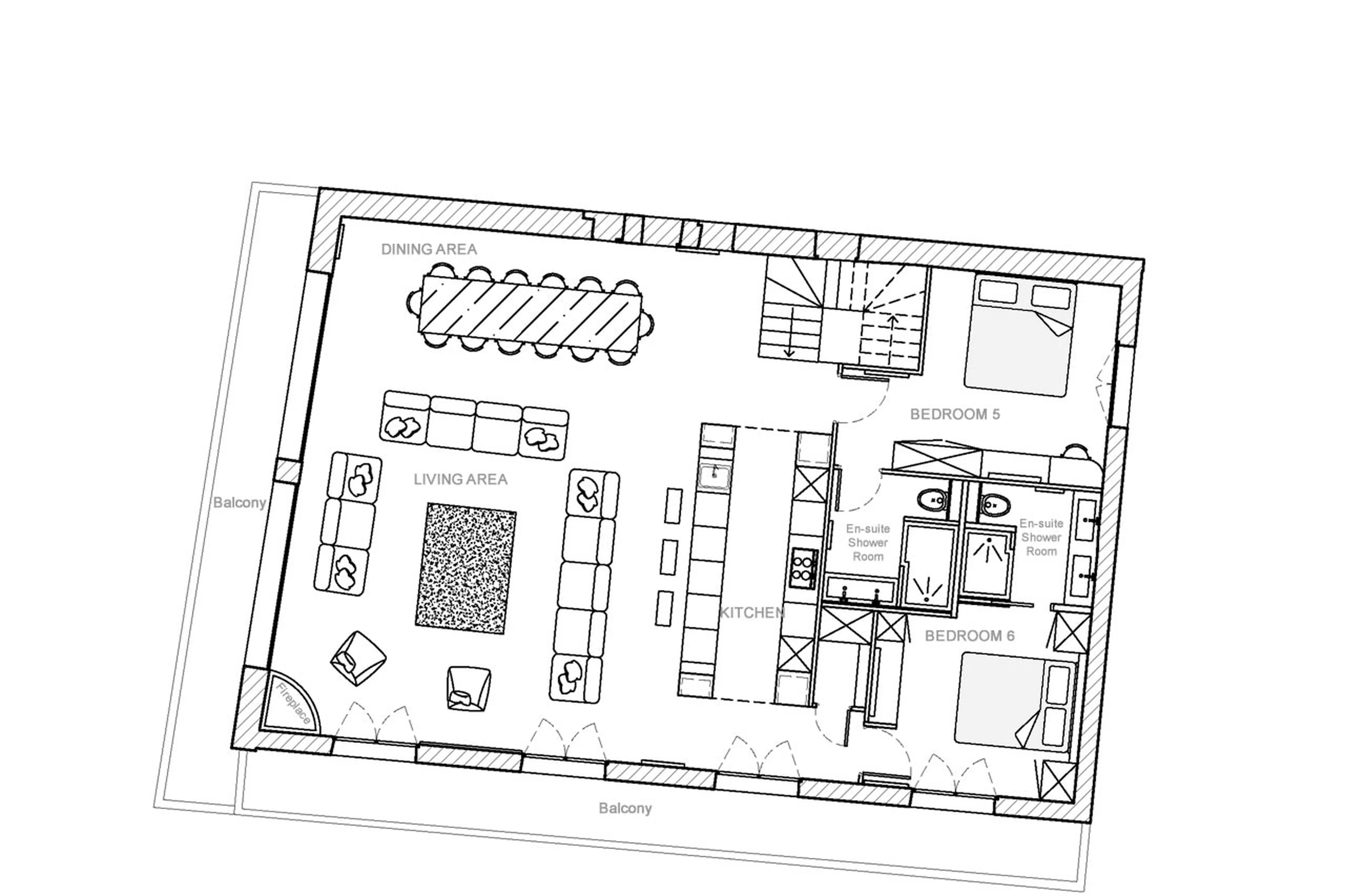 Level 1 floor plan of Chalet des Amis in Meribel