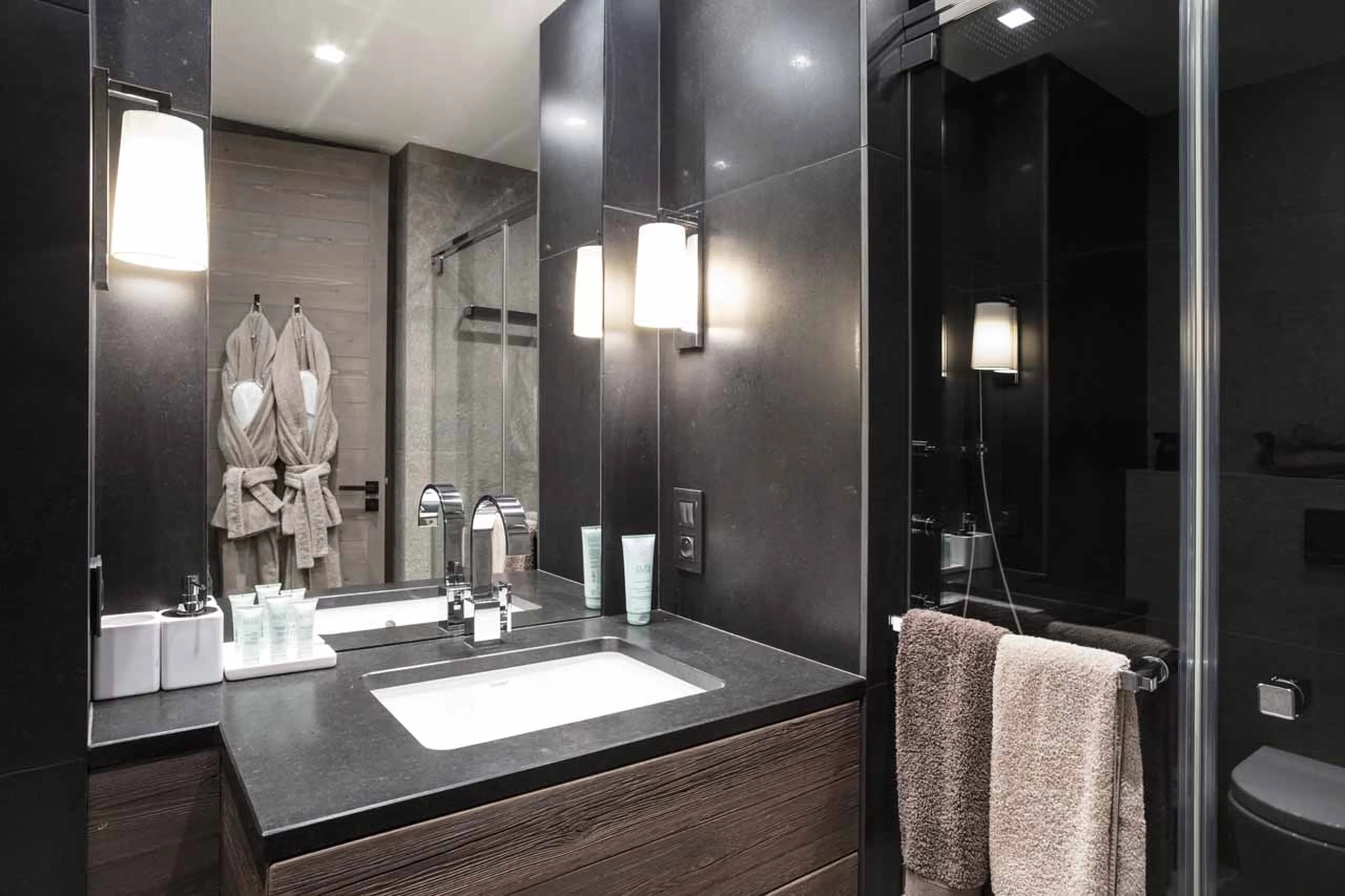 Shower room at Chalet des Ecureuils in Megeve