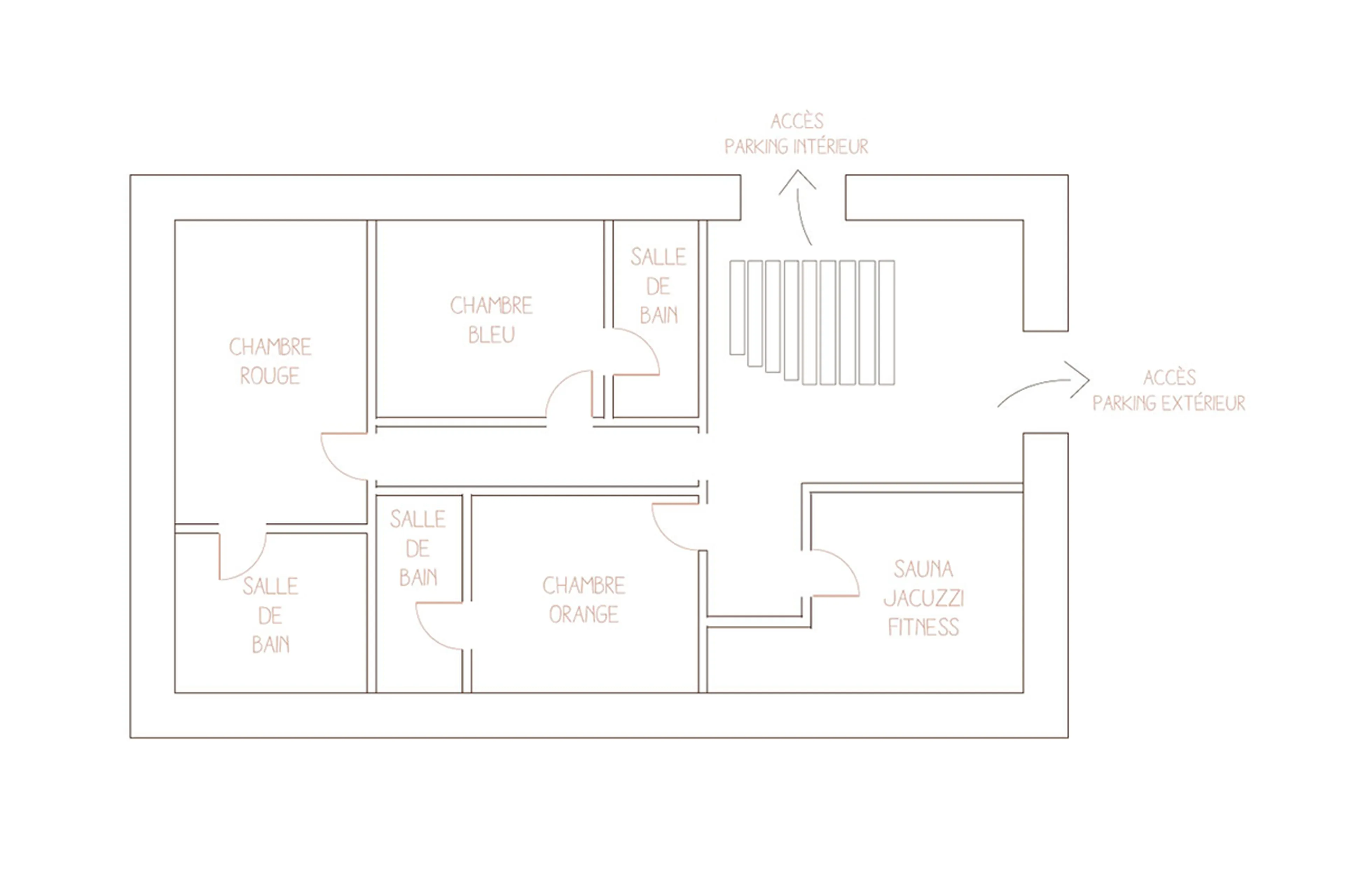 Level 0 floor plan of Chalet des Fermes in Megeve