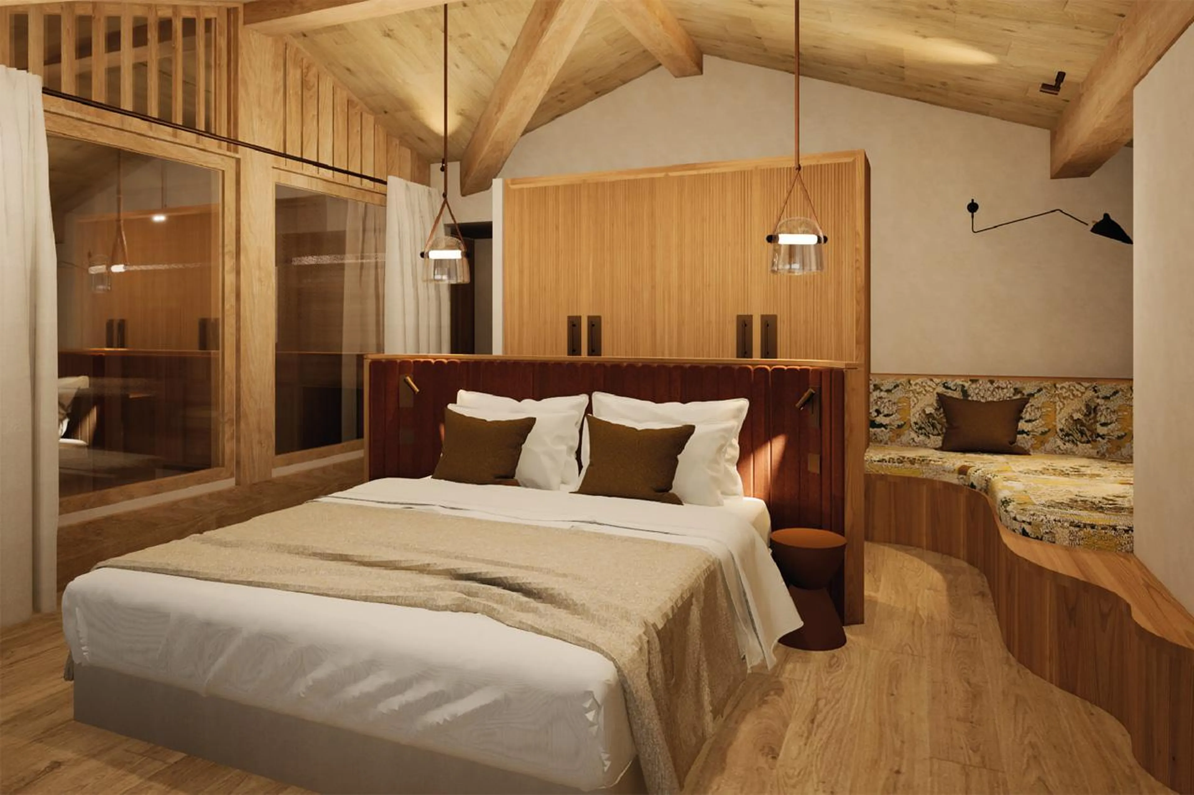 Double bedroom with wardrobes in Chalet des Legendes, Val d'Isere