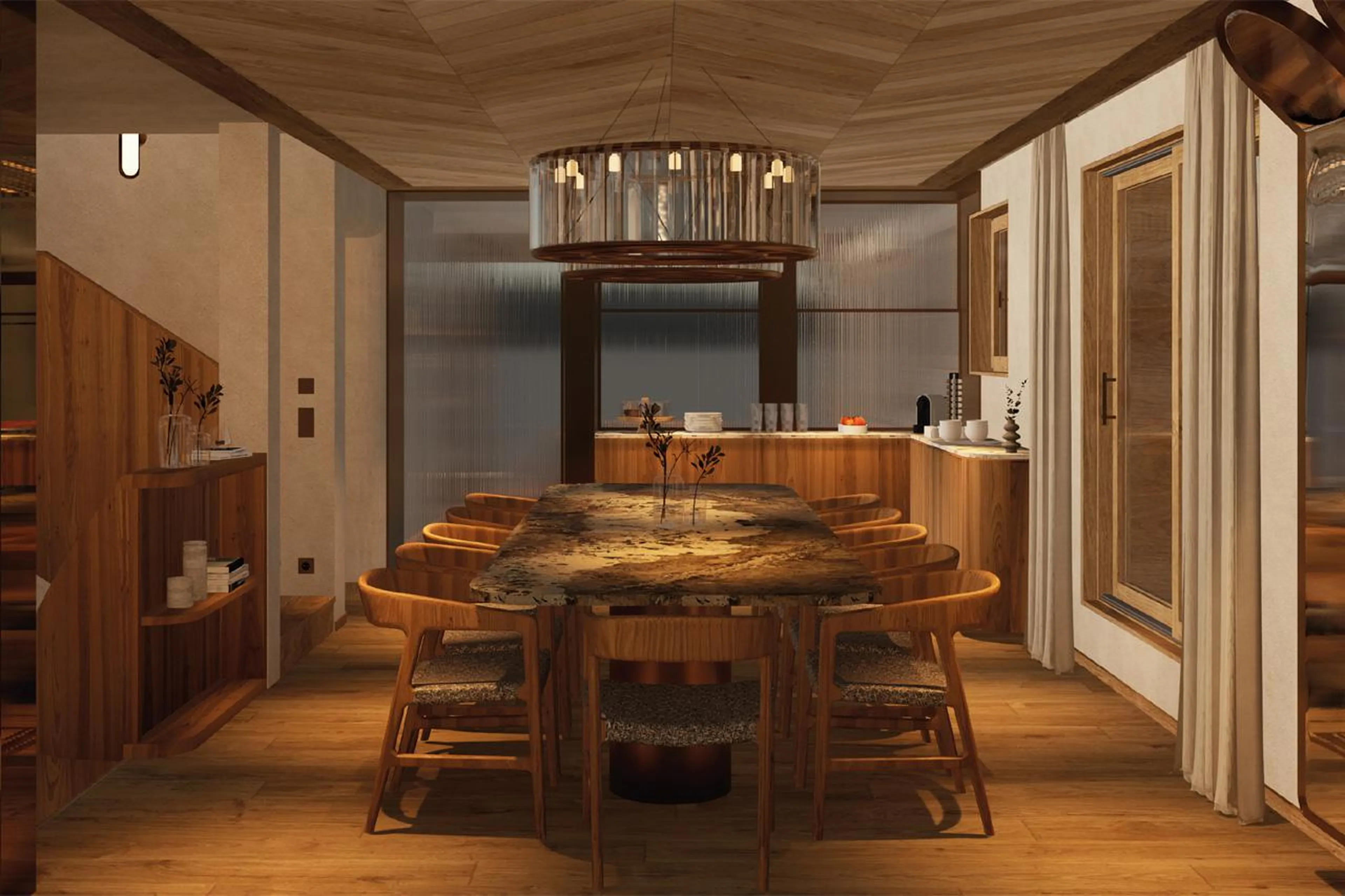 Dining table and chairs in Chalet des Legendes, Val d'Isere