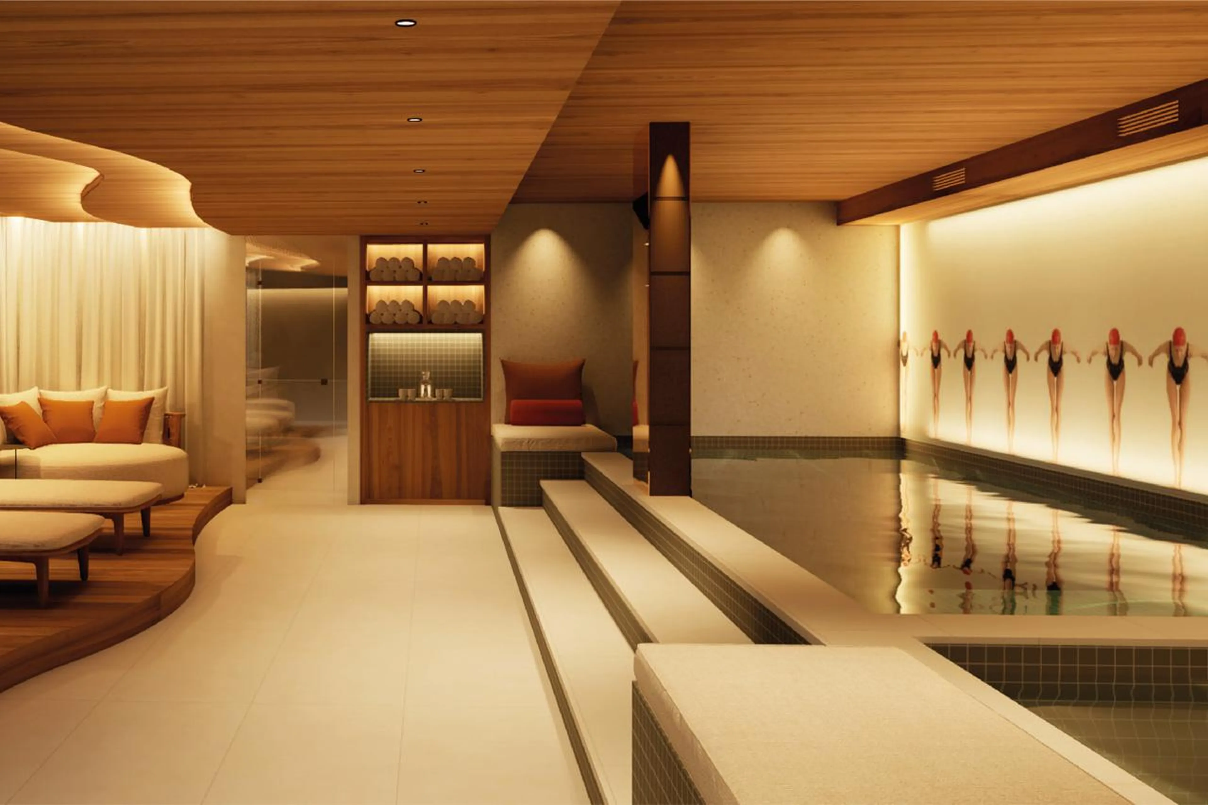 Relaxation area and swimming pool in Chalet des Legendes, Val d'Isere