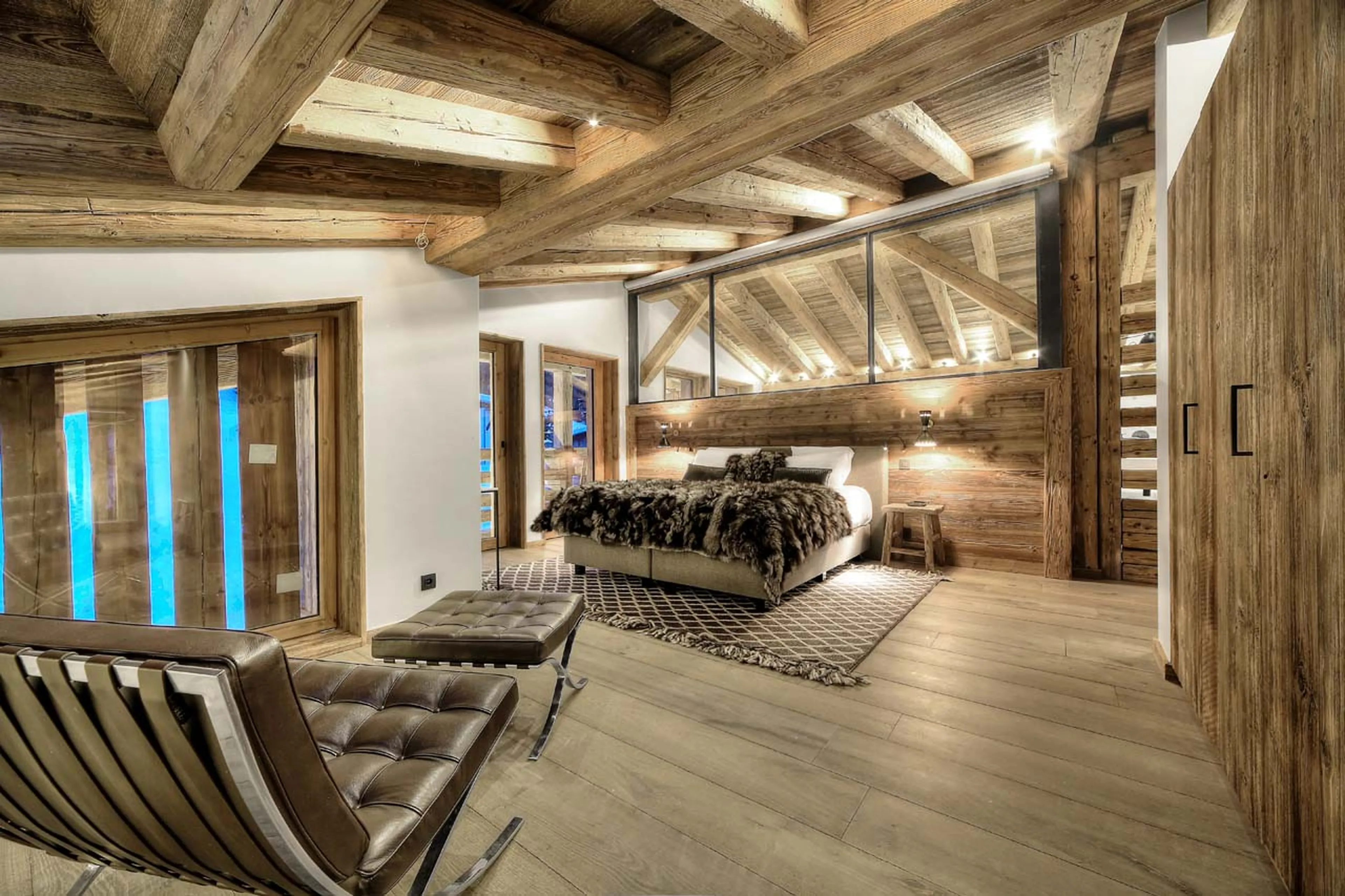 Spacious master suite at Chalet des Renards in Megeve