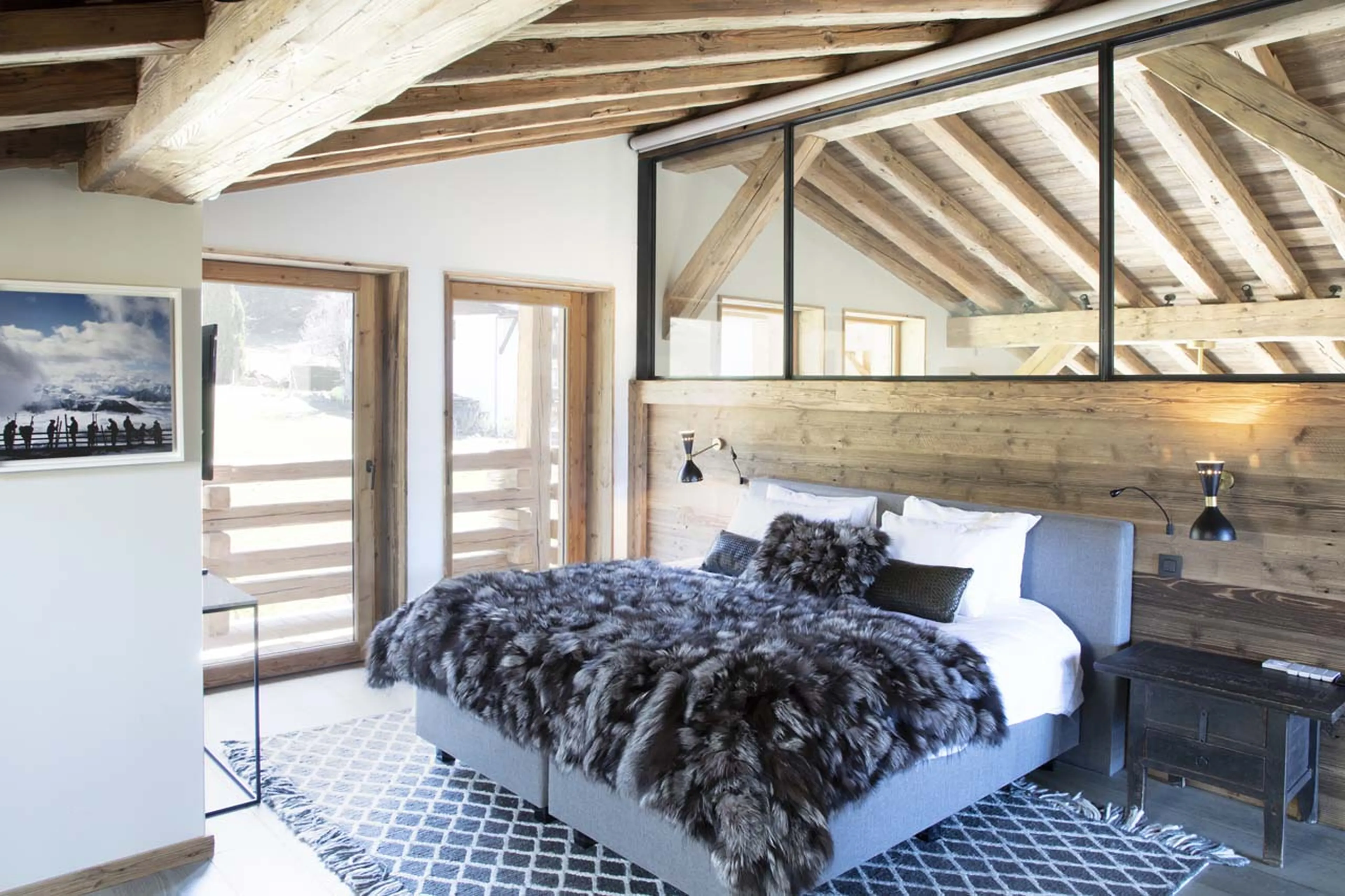 Bedroom one at Chalet des Renards in Megeve