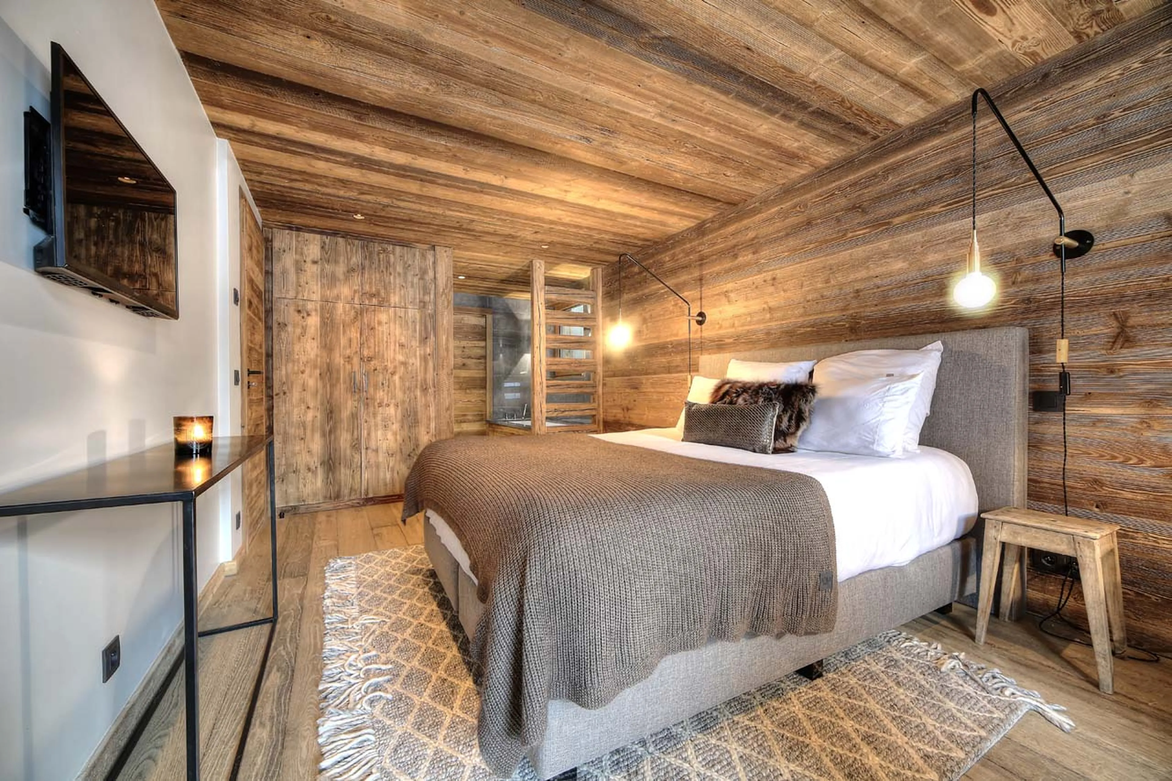 Bedroom two at Chalet des Renards in Megeve
