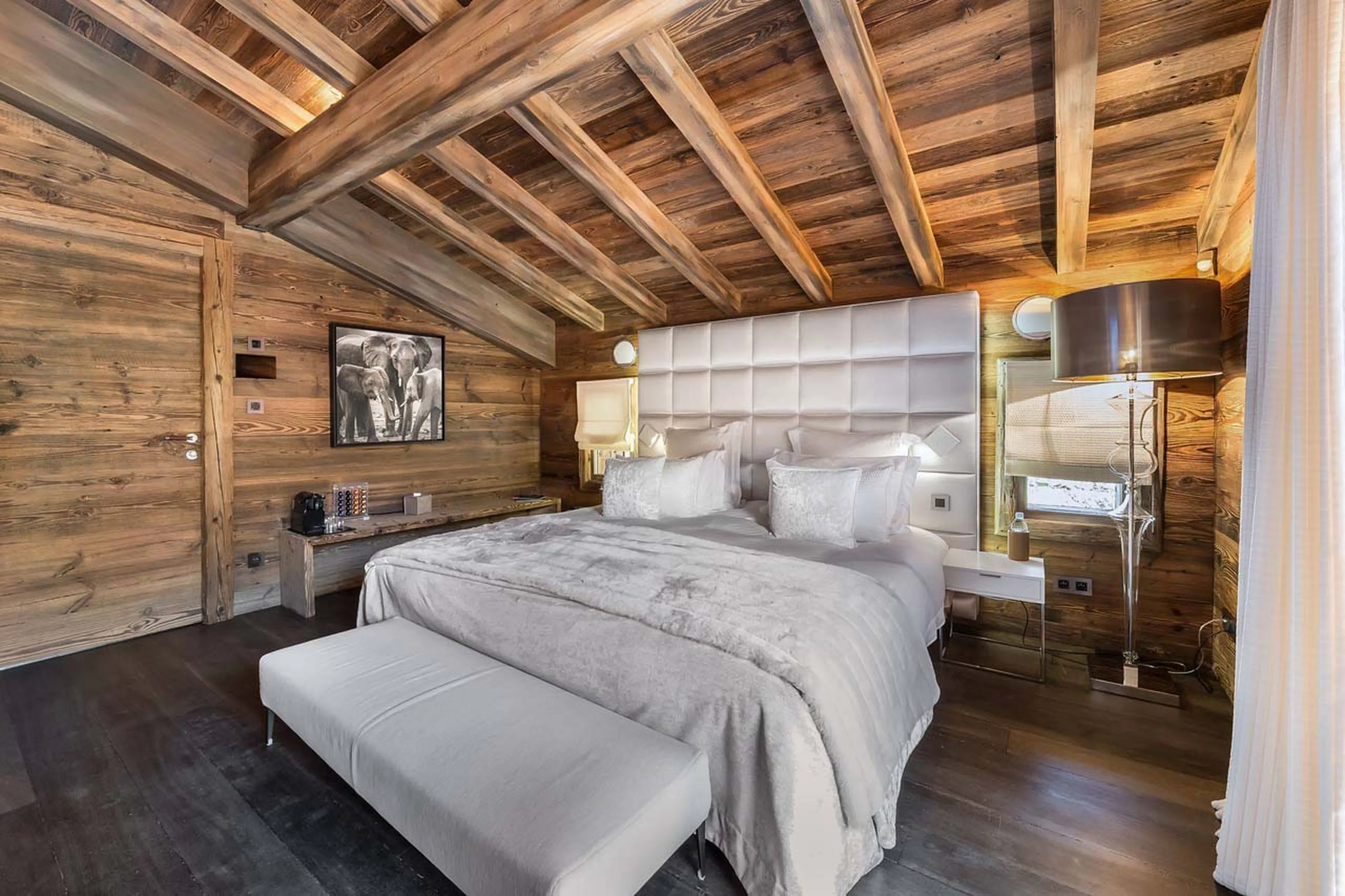 Bedroom one at Chalet Des Sens in Megeve