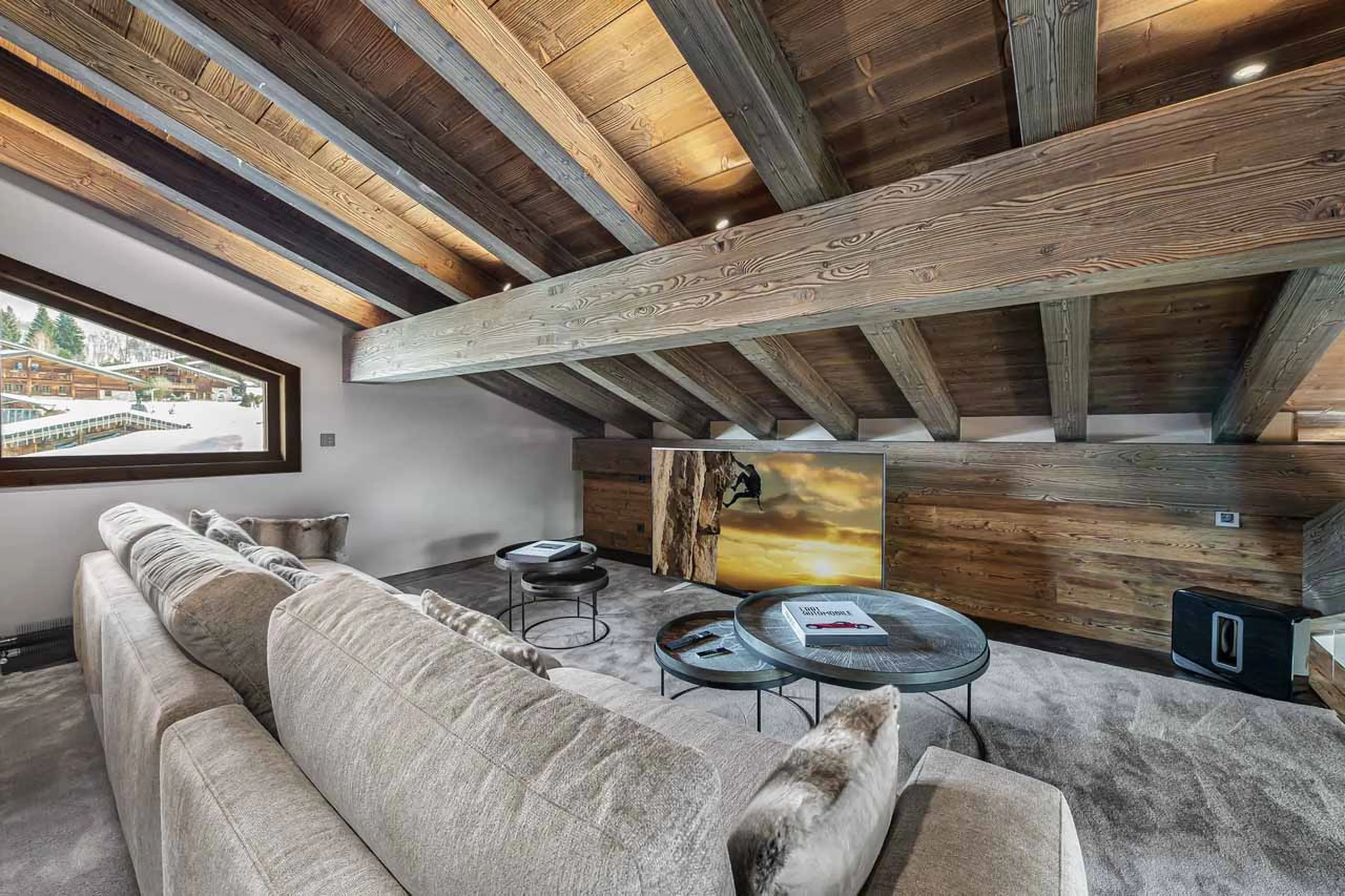 Mezzanine cinema room at Chalet Divinity in Megeve