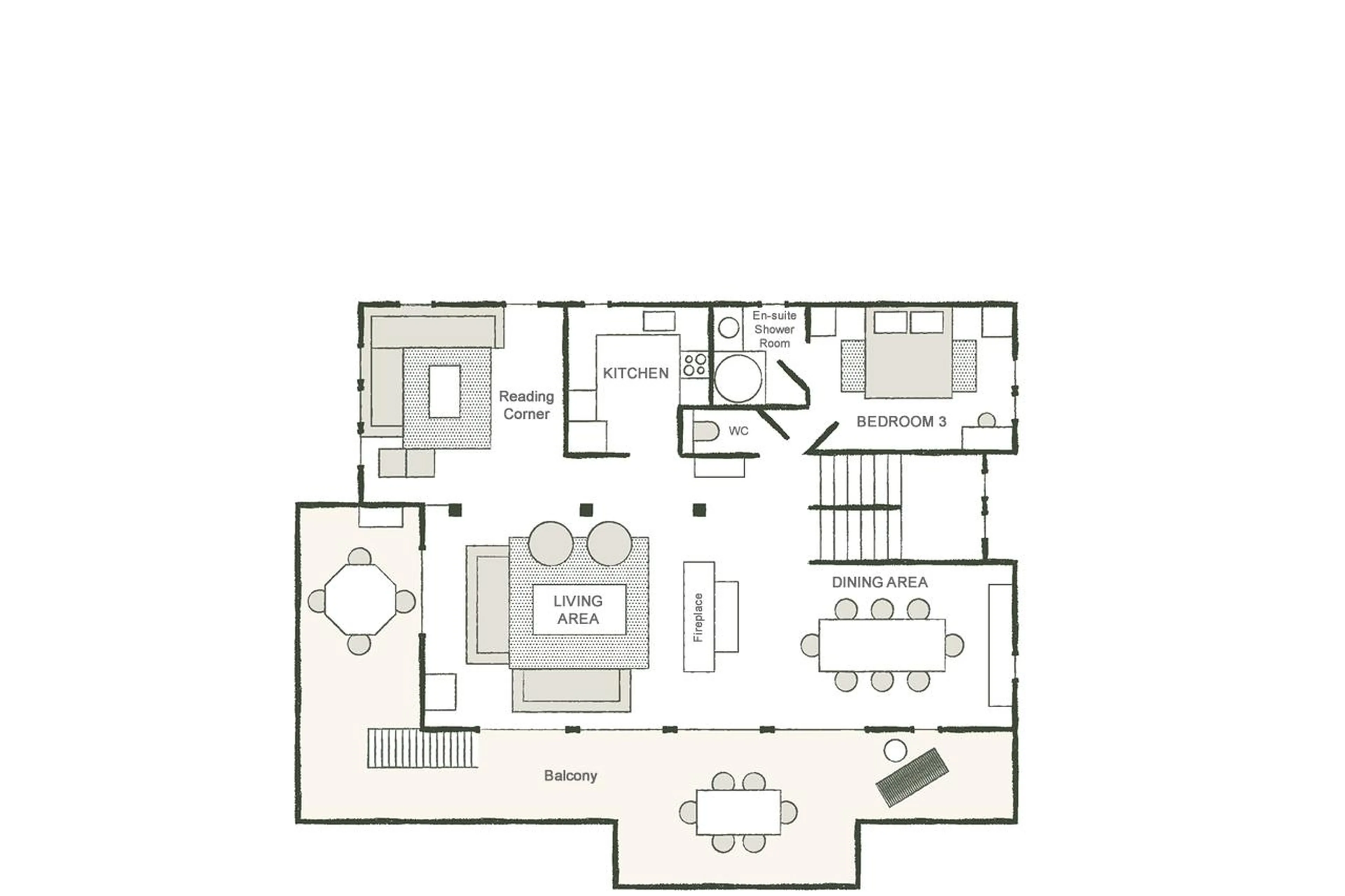 Level 1 floor plan of Chalet Donatien in Megeve