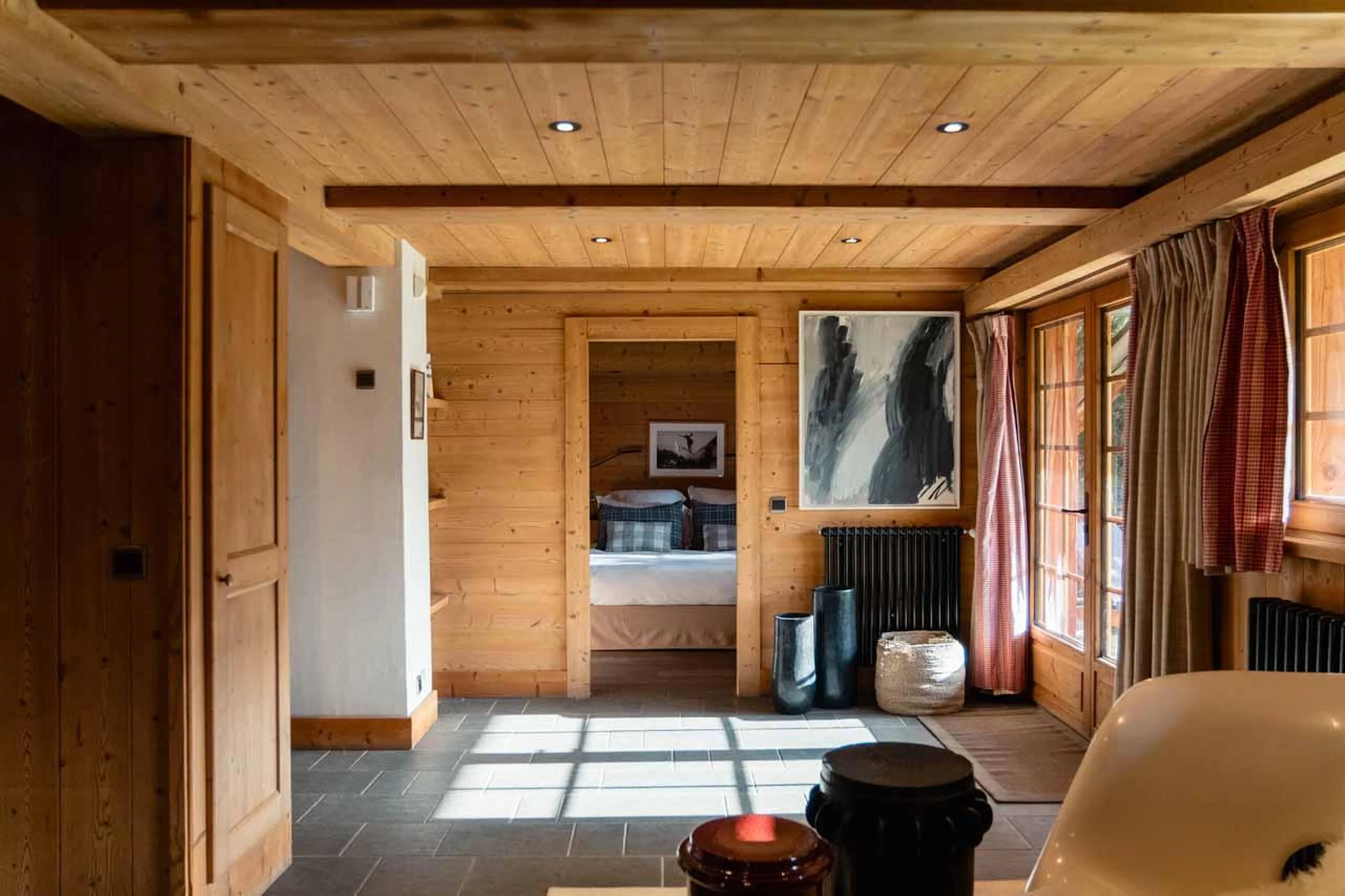 Studio apartment living area in Chalet Donatien, Megeve