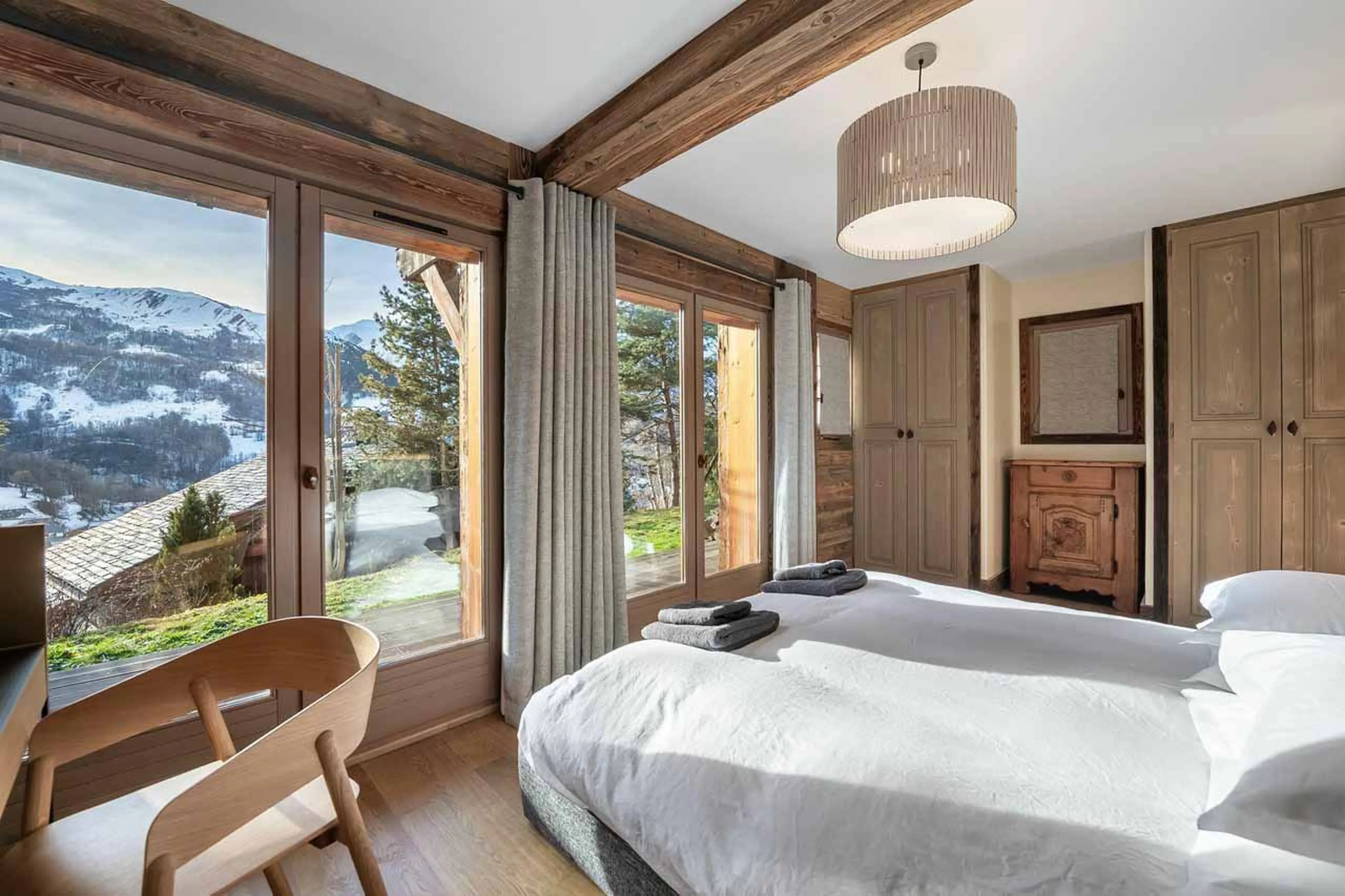 Bedroom four terrace access at Chalet Duchesse in St Martin de Belleville