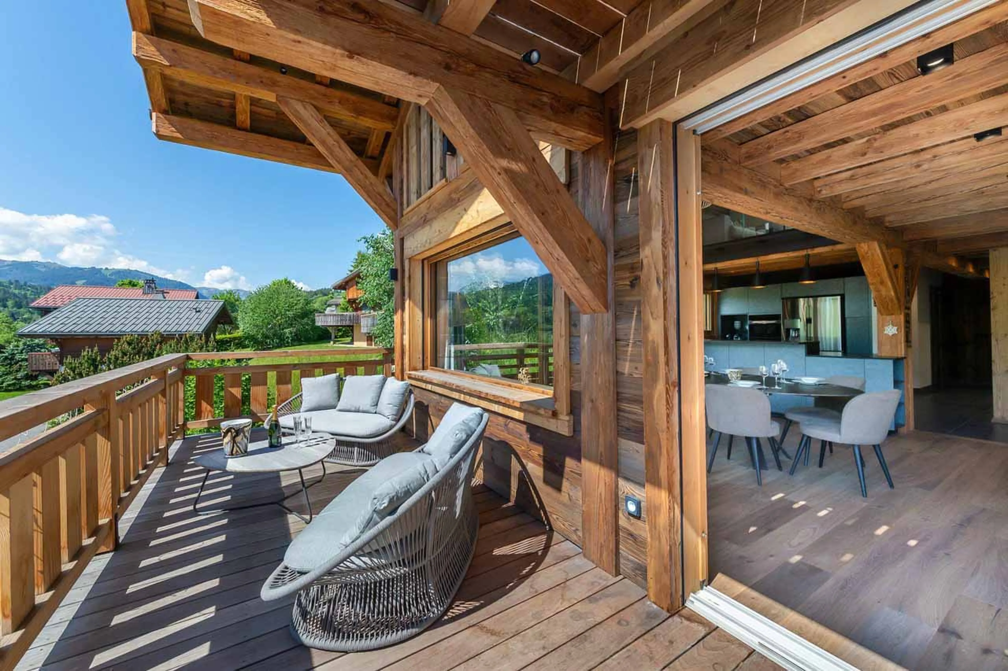 Seating on balcony at Chalet Eastwood in Megeve