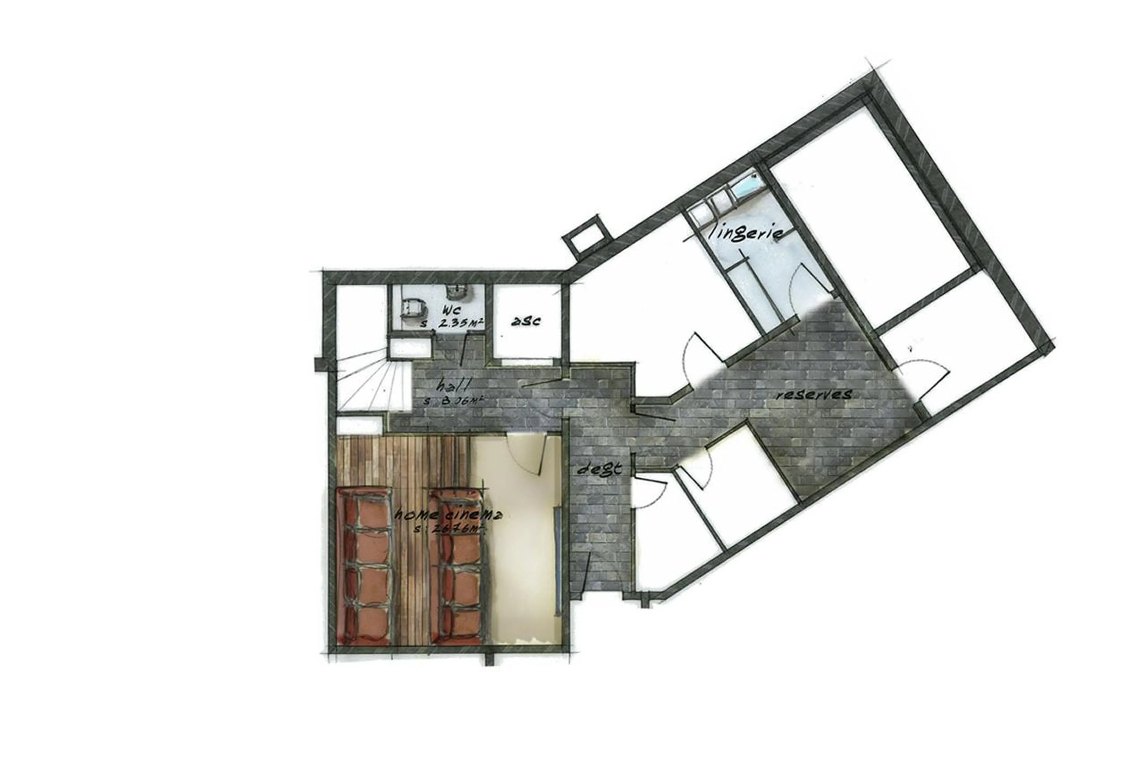 Level -1 floor plan of Chalet Ebene in Val d’ Isere