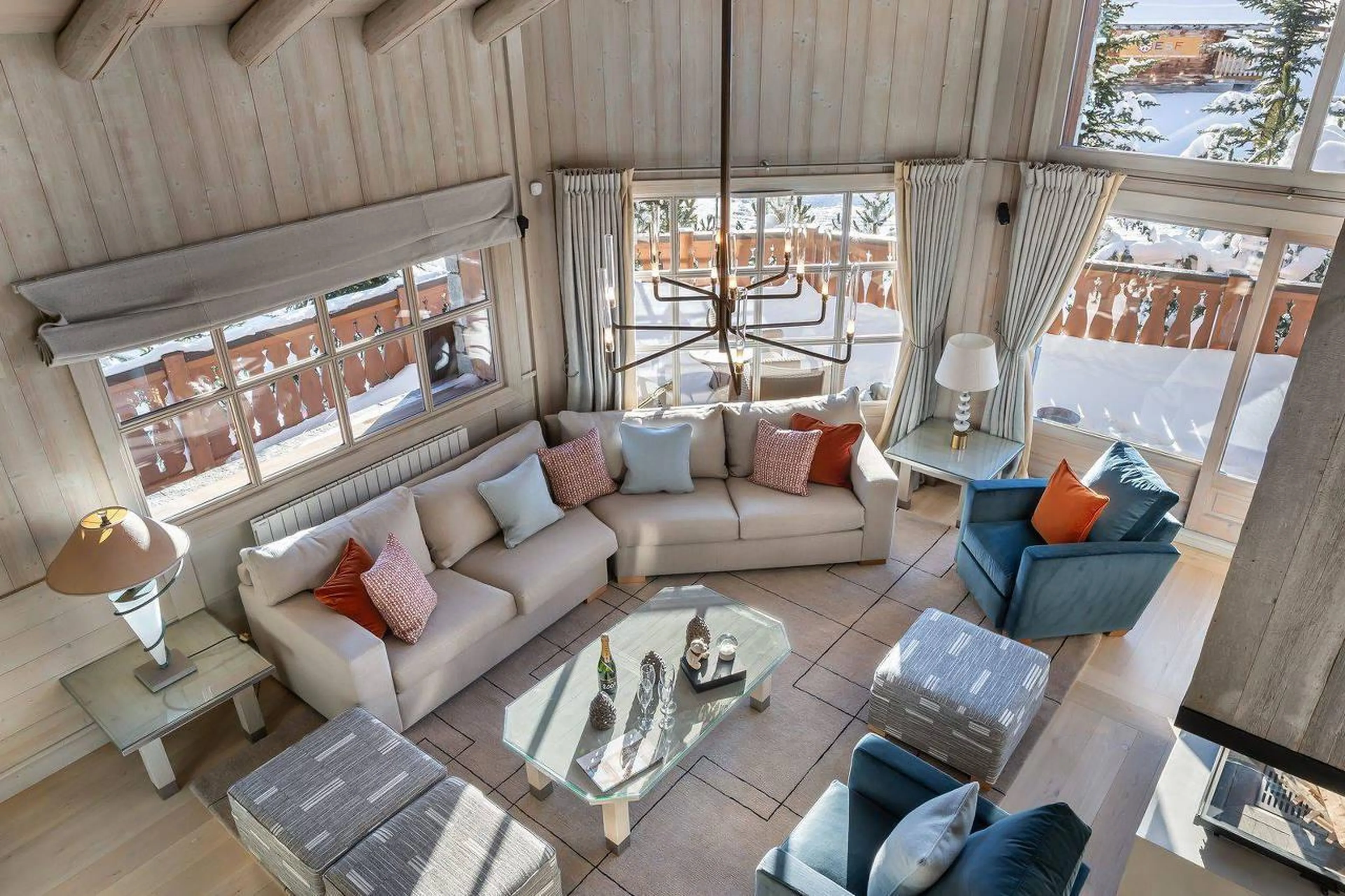 South facing balcony accessed from living area of Chalet Edelstone in Courchevel 1850