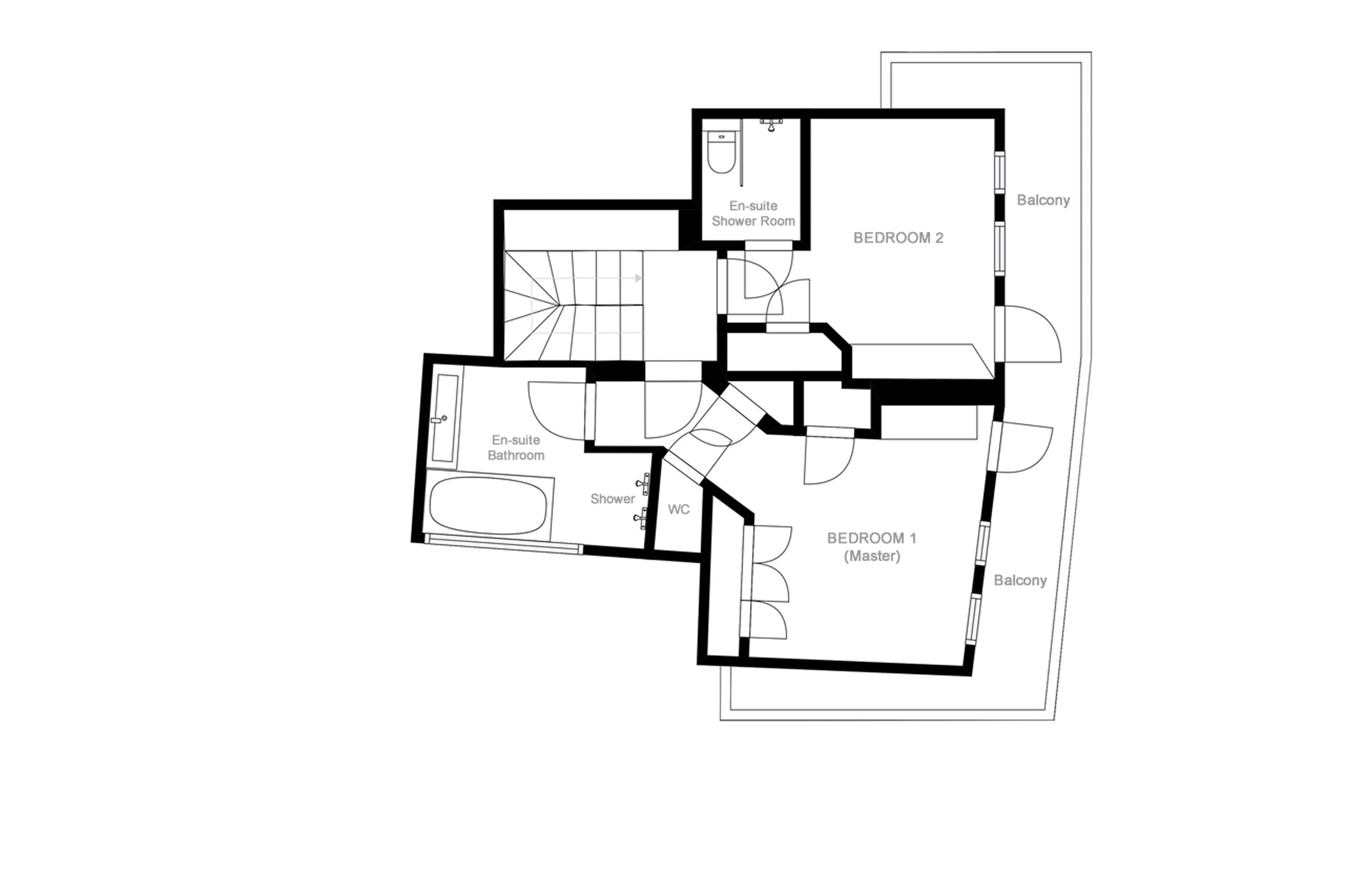Level 2 floor plan of Chalet Eden in Courchevel 1850