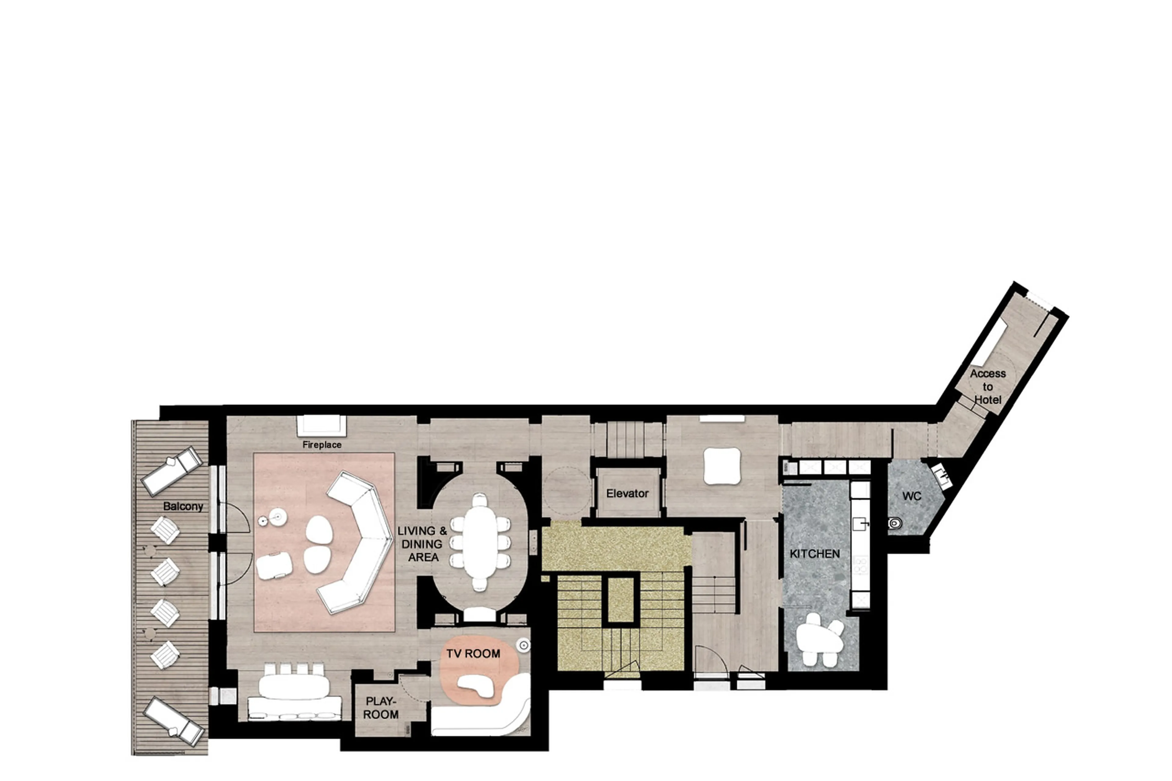 Level 2 floor plan of Chalet Eglantine in Meribel