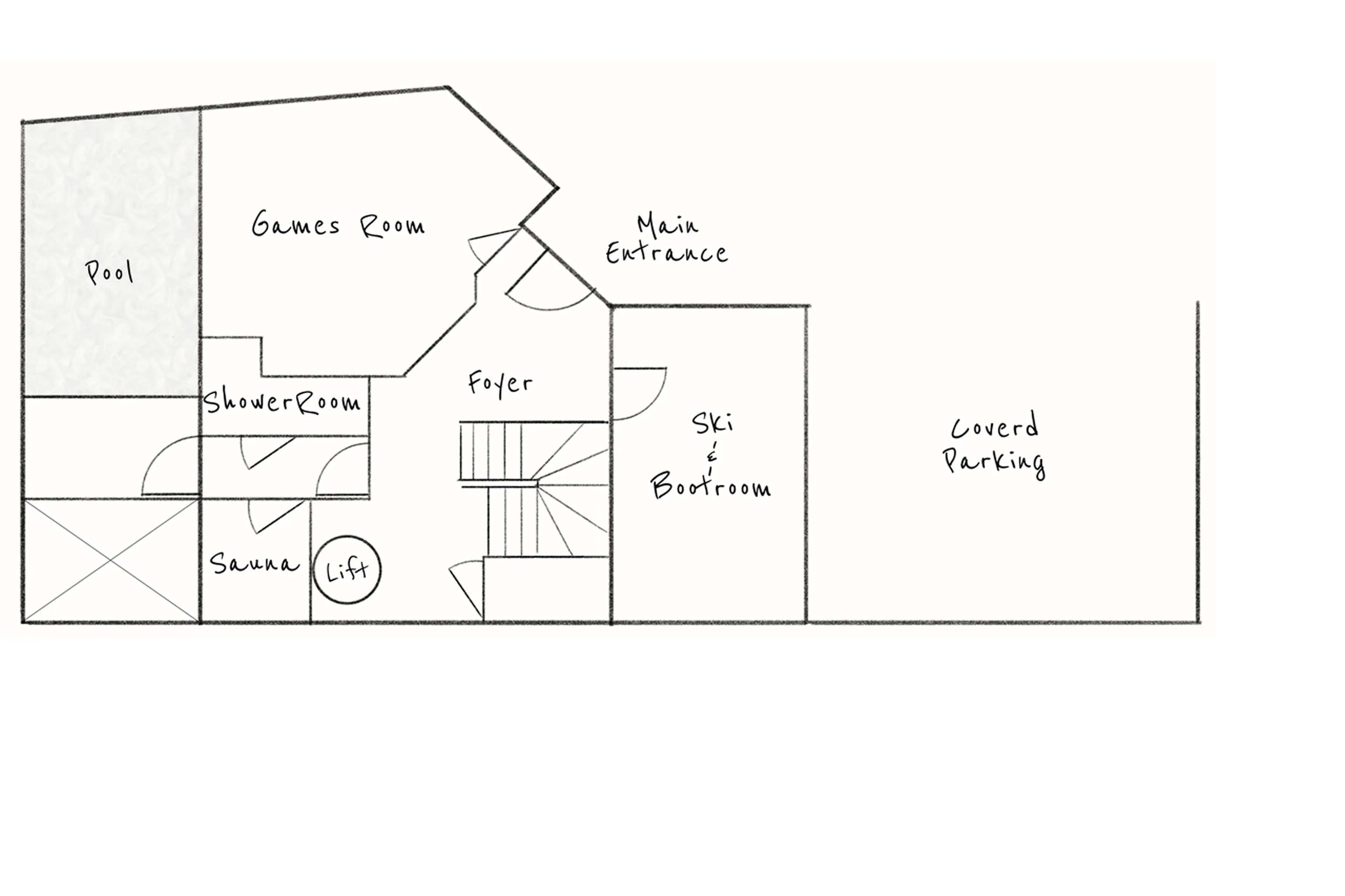 Level 0 floor plan of Chalet Elegie in Meribel