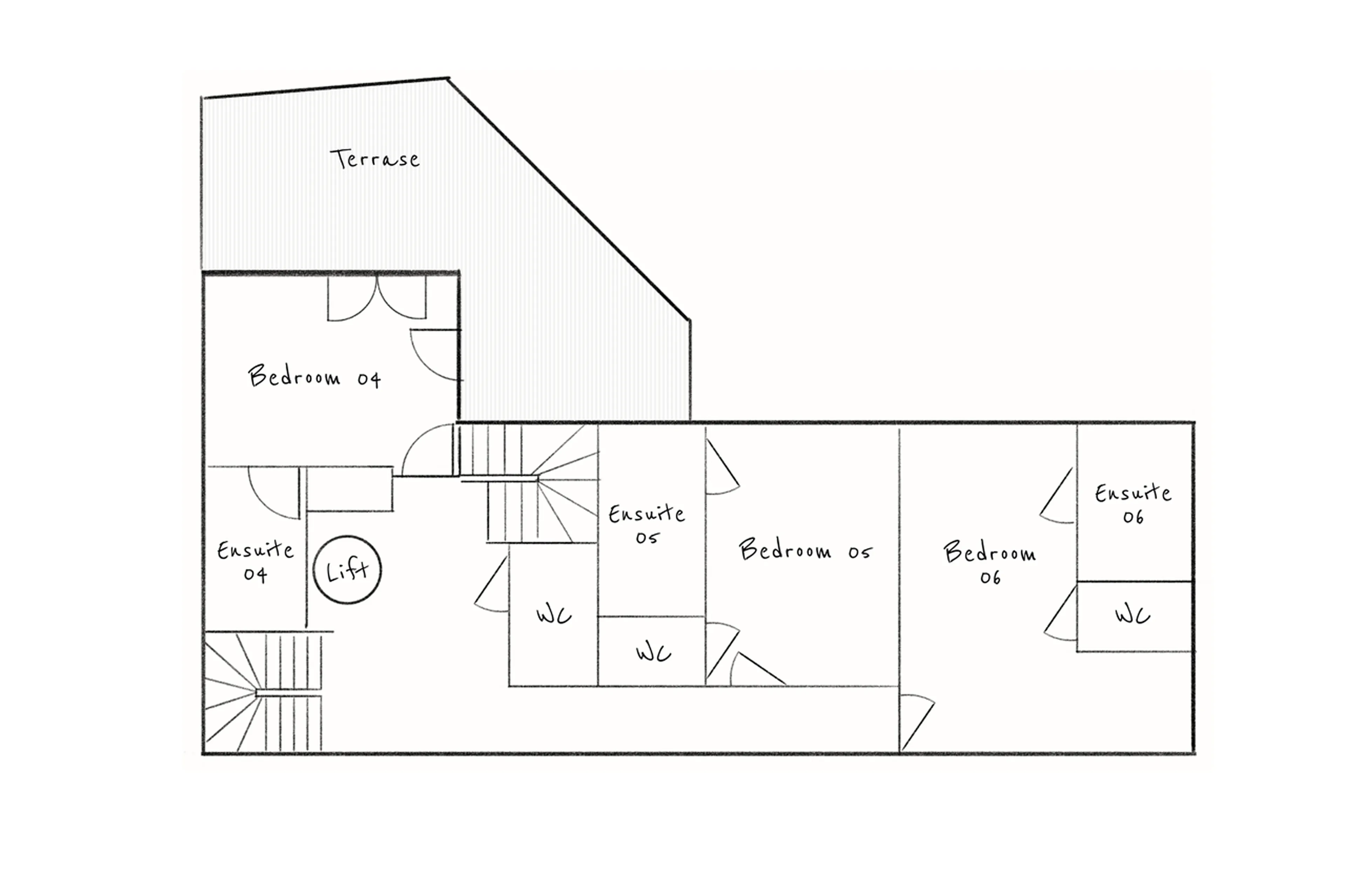 Level 2 floor plan of Chalet Elegie in Meribel