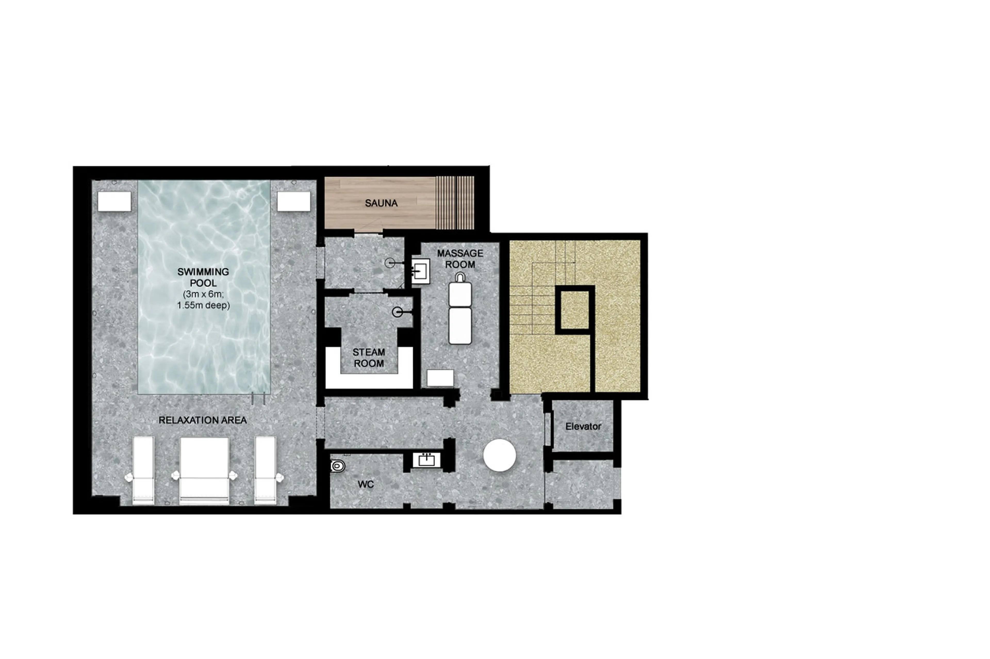 Level -1 floor plan of Chalet Eleonore in Meribel