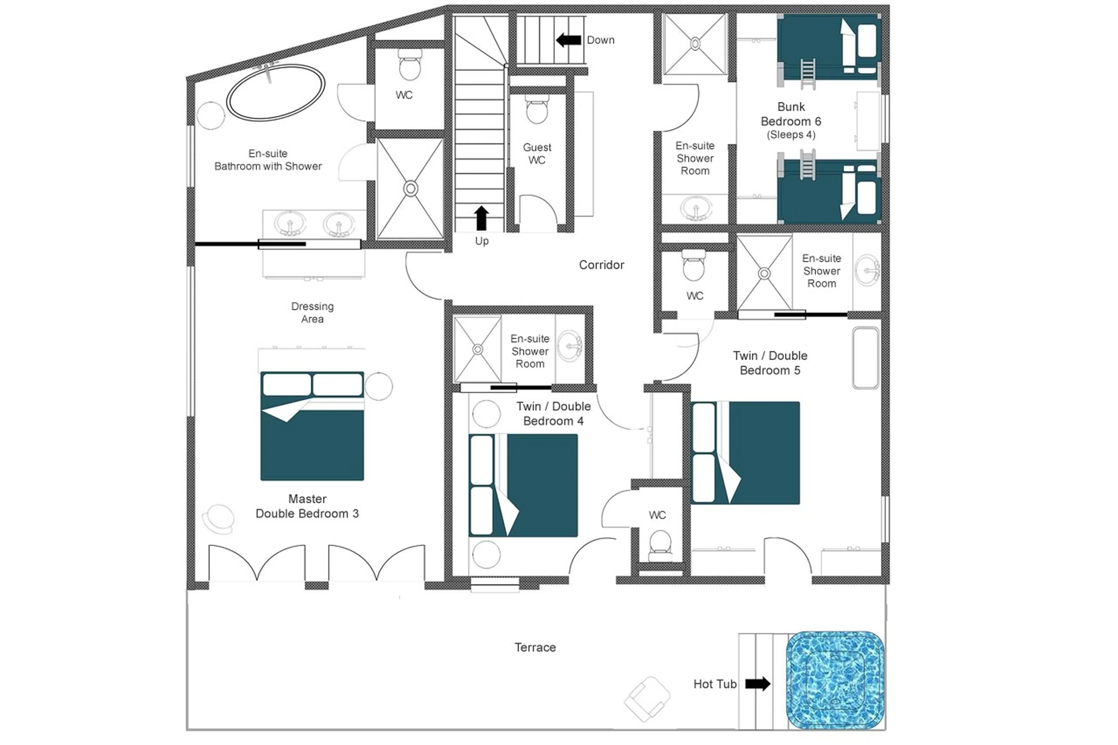Level 1 floor plan of Chalet Face a Face in Val d'Isere