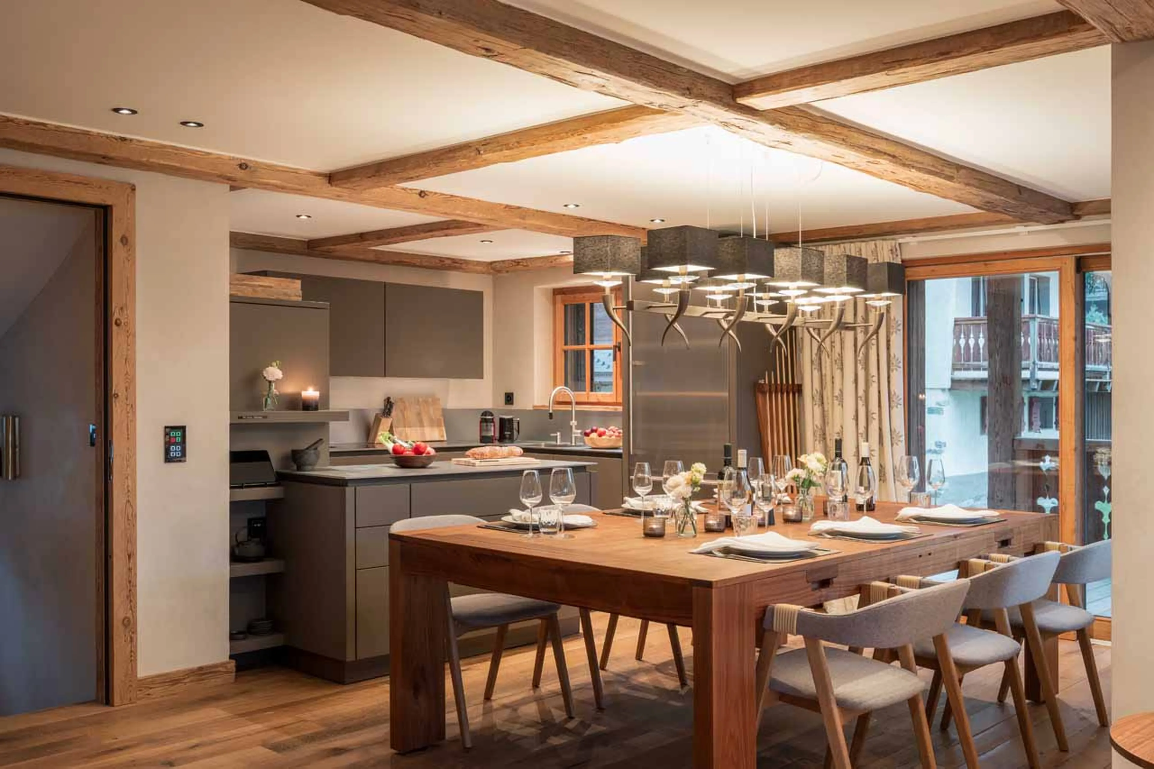 Dining table at Chalet Feuillu in Verbier