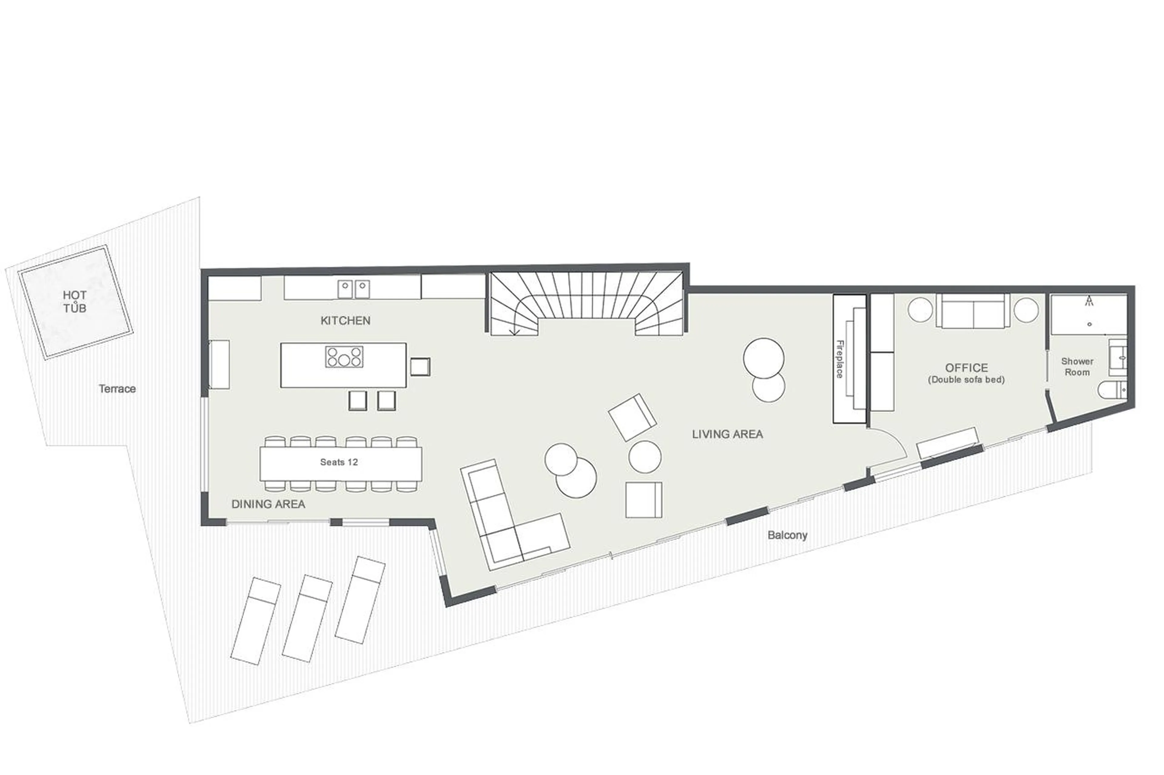 Level 1 floor plan of Chalet Fika in Les Gets