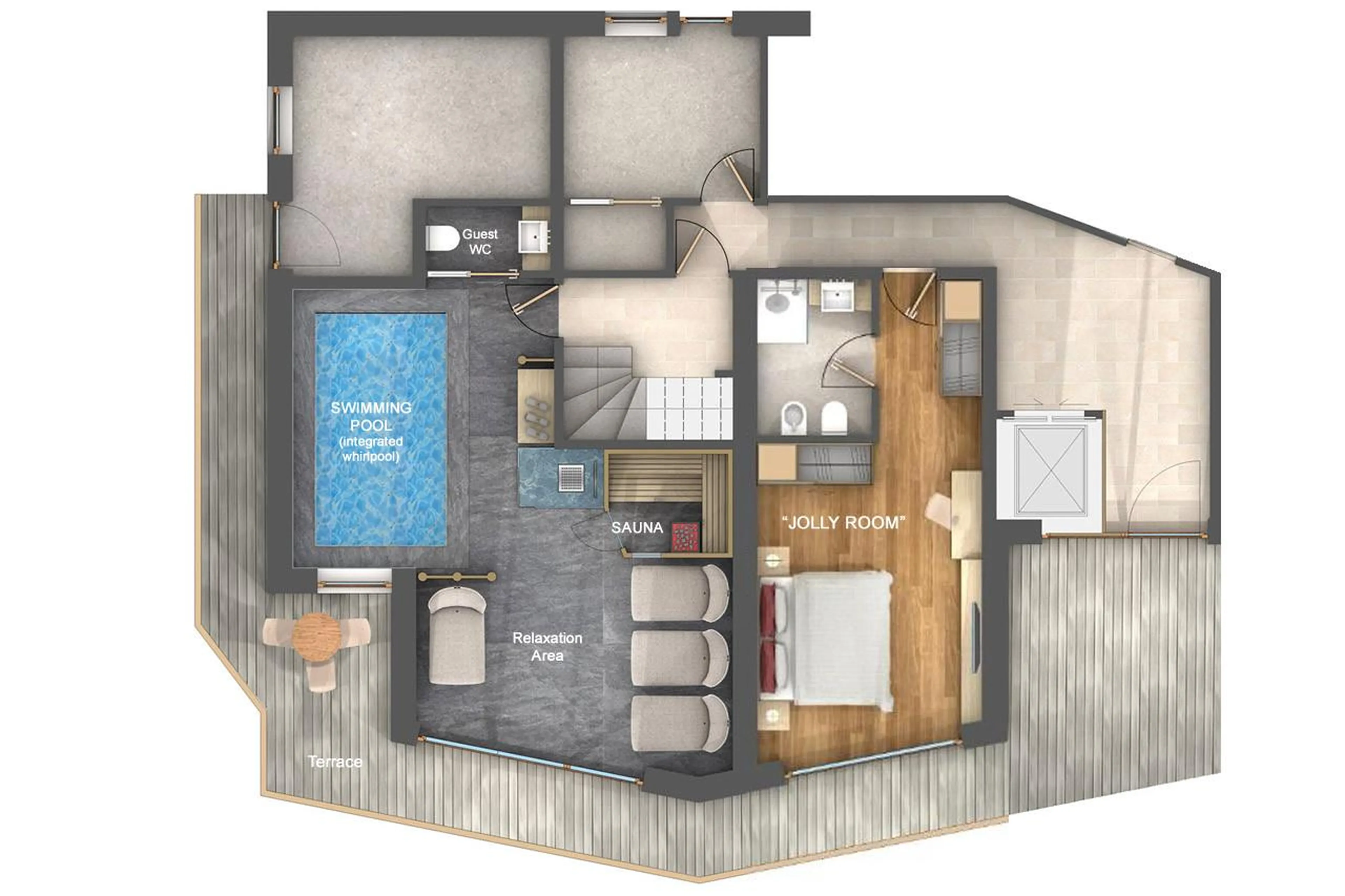Level -2 floor plan of Chalet Filip in Val Gardena