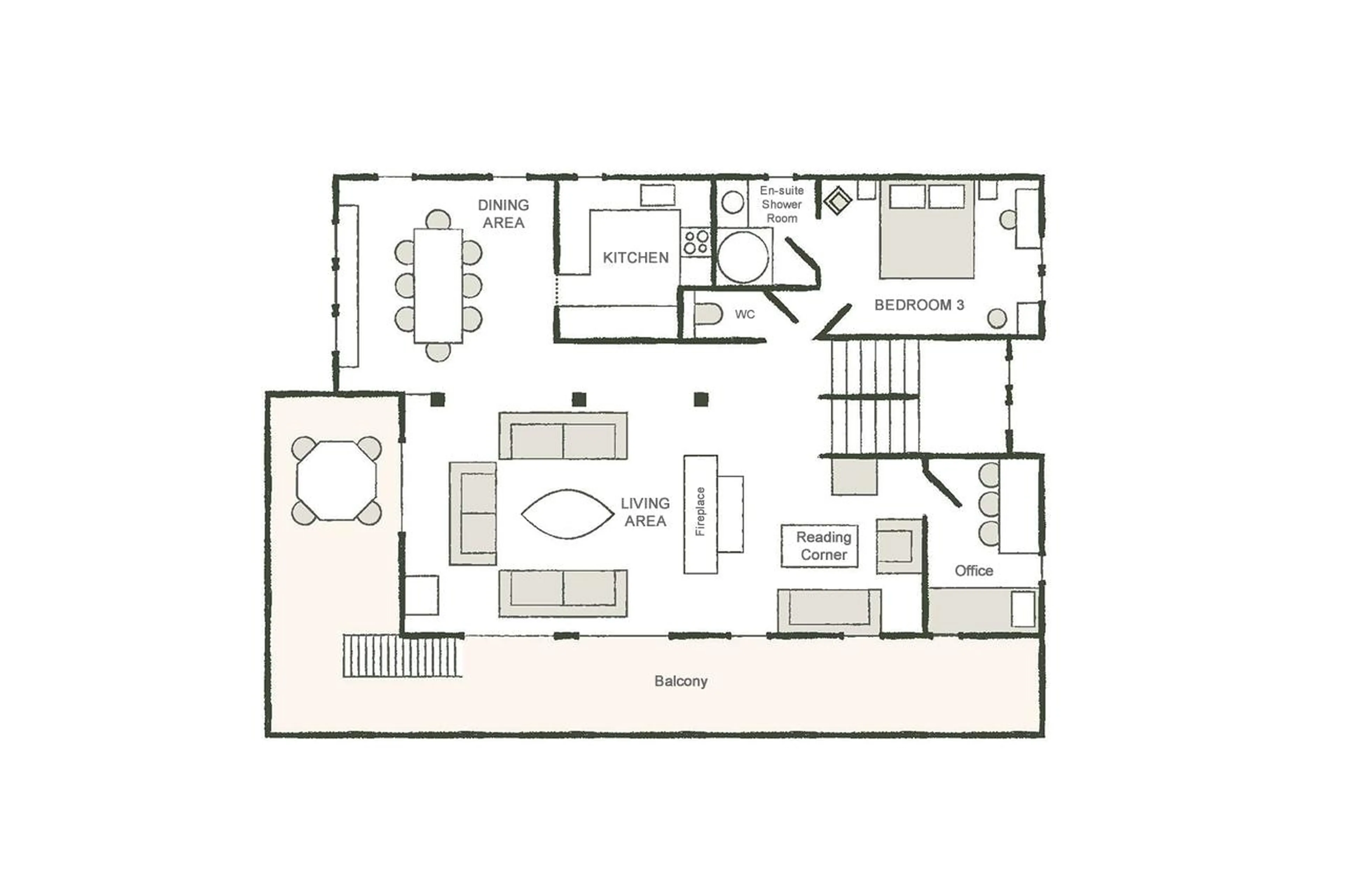 Level 1 floor plan of Chalet Fermin in Megeve