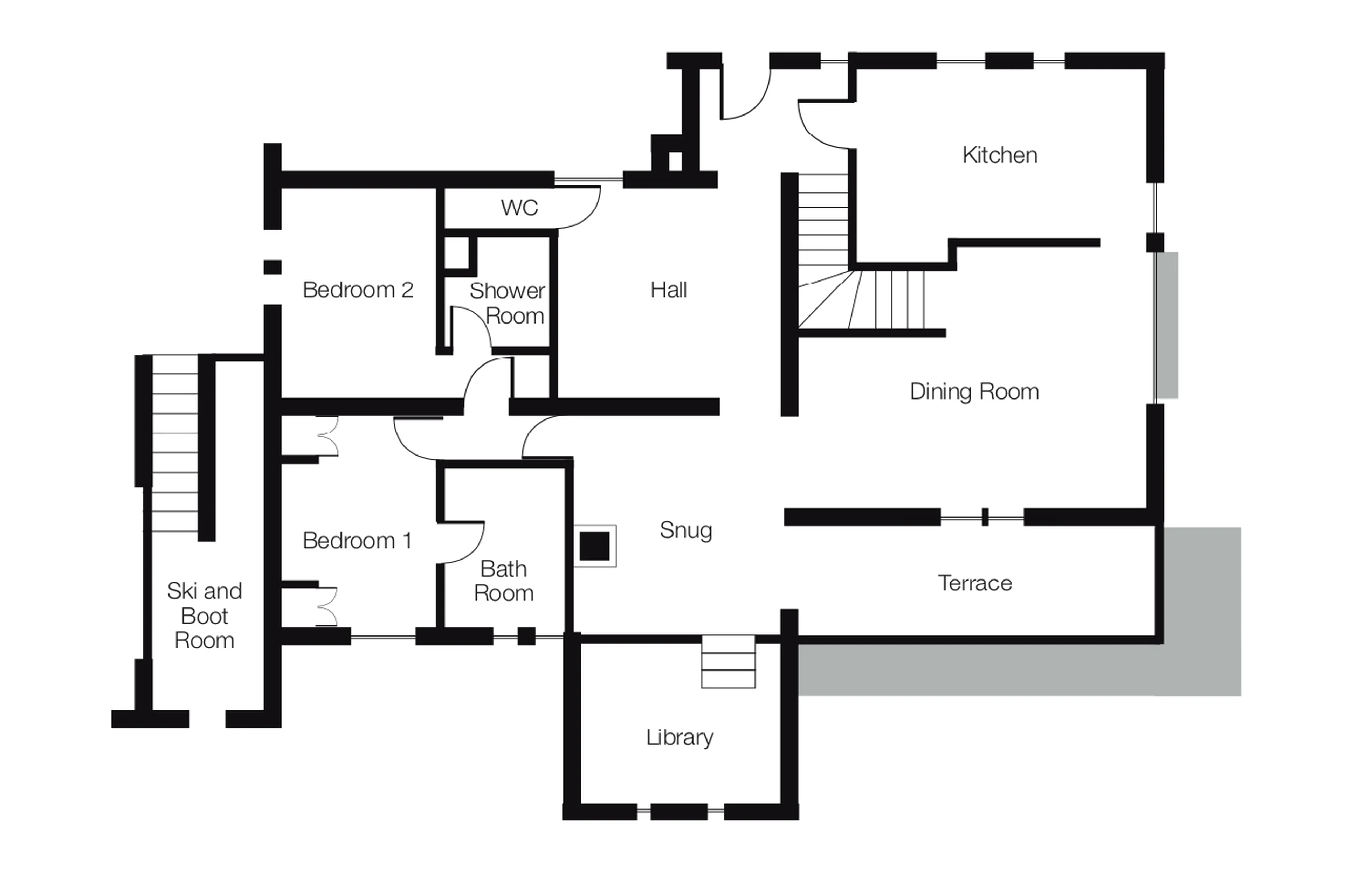 Level 0 floor plan of Chalet Floralie in St Martin de Belleville