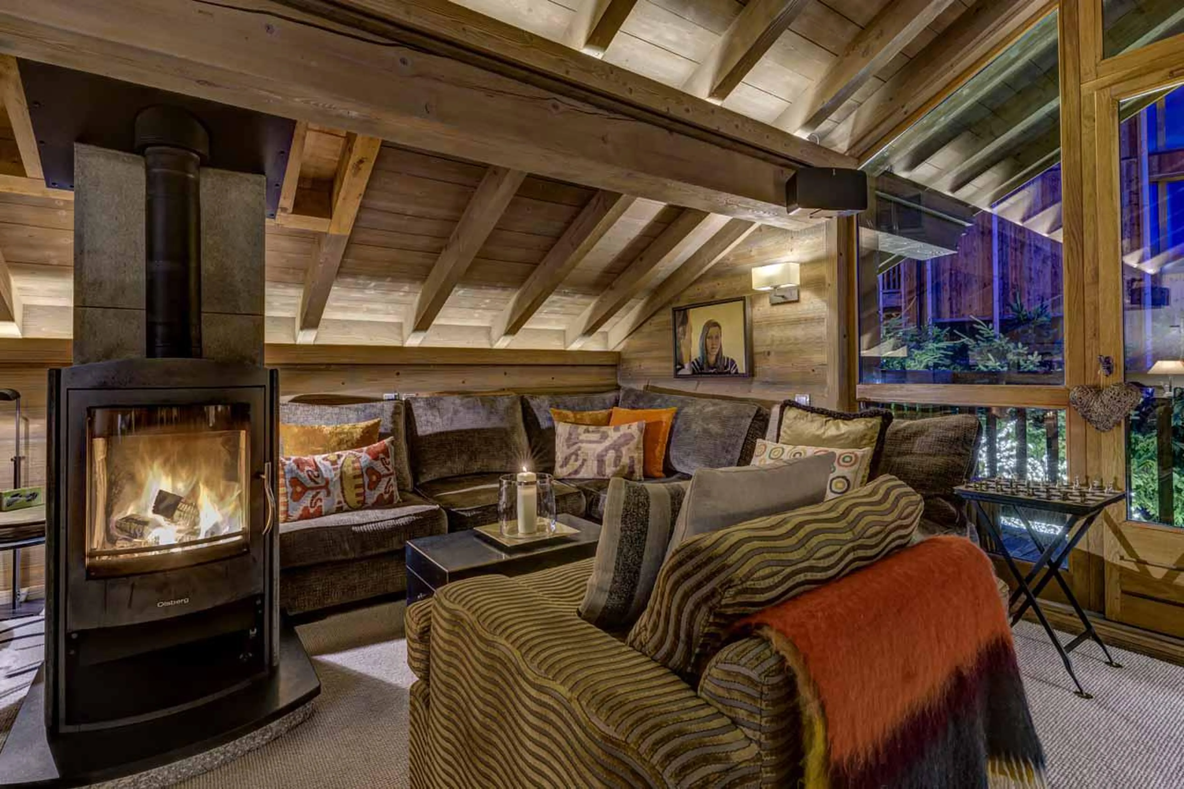 Warm and homely fireplace at Chalet Floralie in St Martin de Belleville