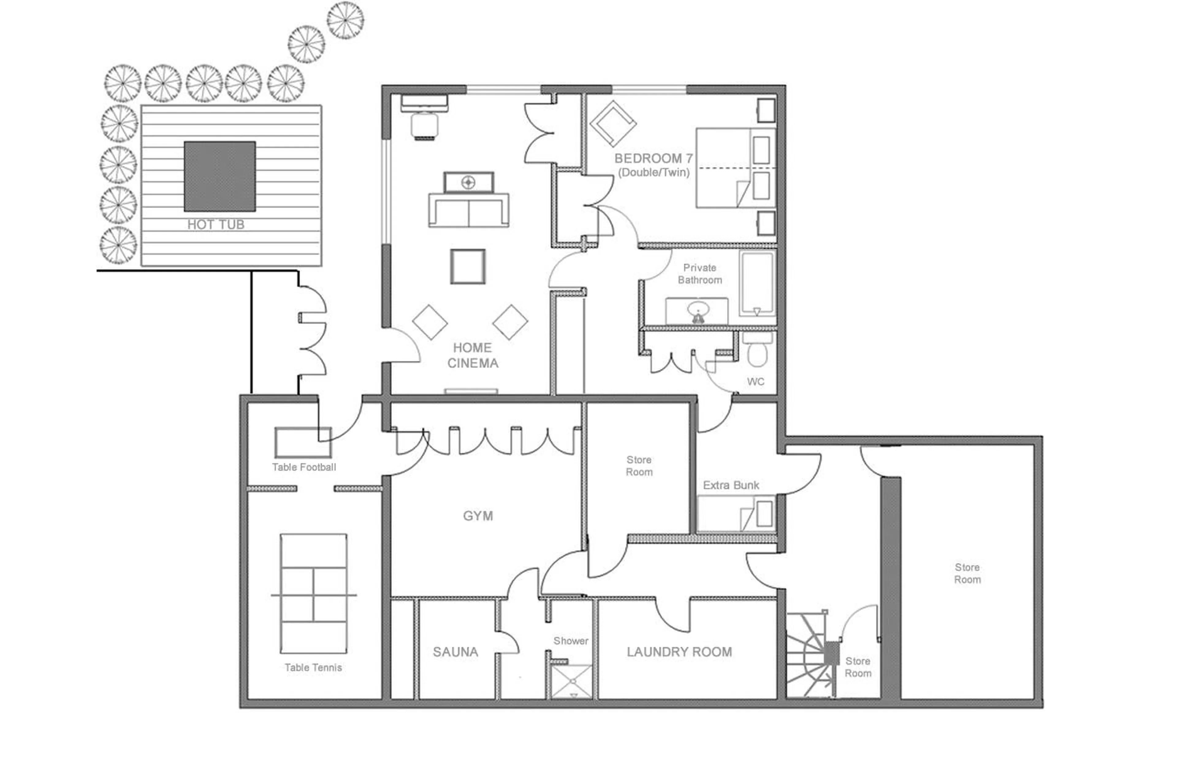 Level -1 floor plan of Chalet Foinbois in Meribel