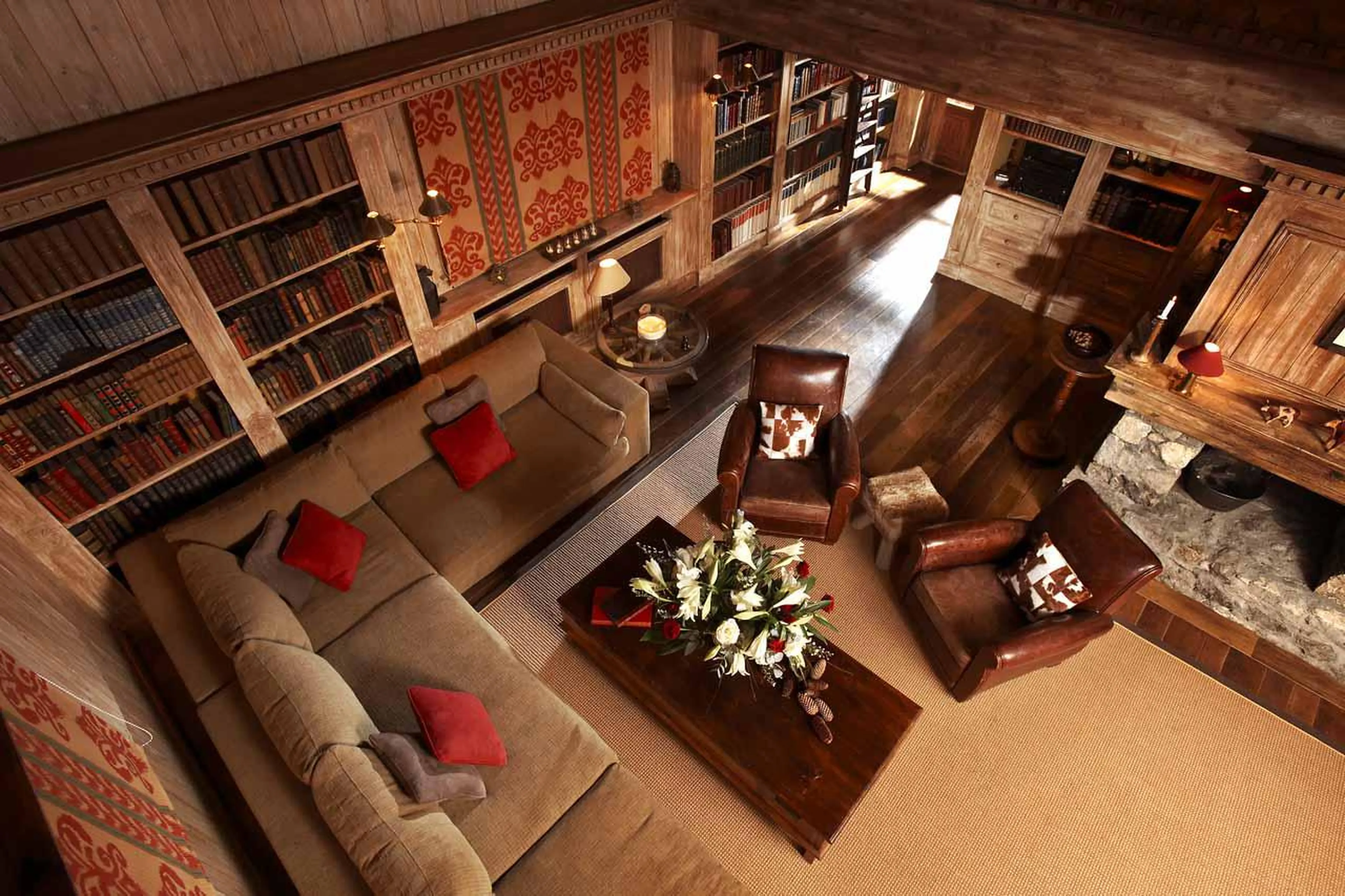 Aerial view of living area at Chalet Foinsbois in Meribel