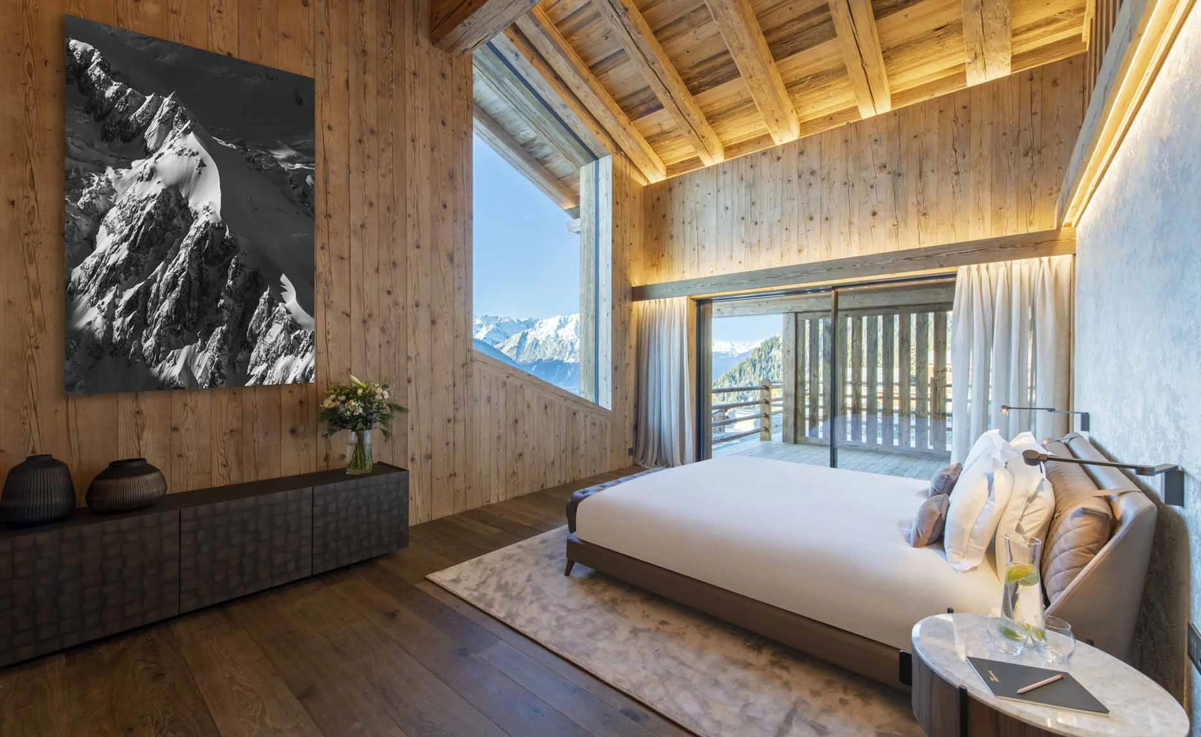 Master suite mountain views at Chalet Foulon in Verbier