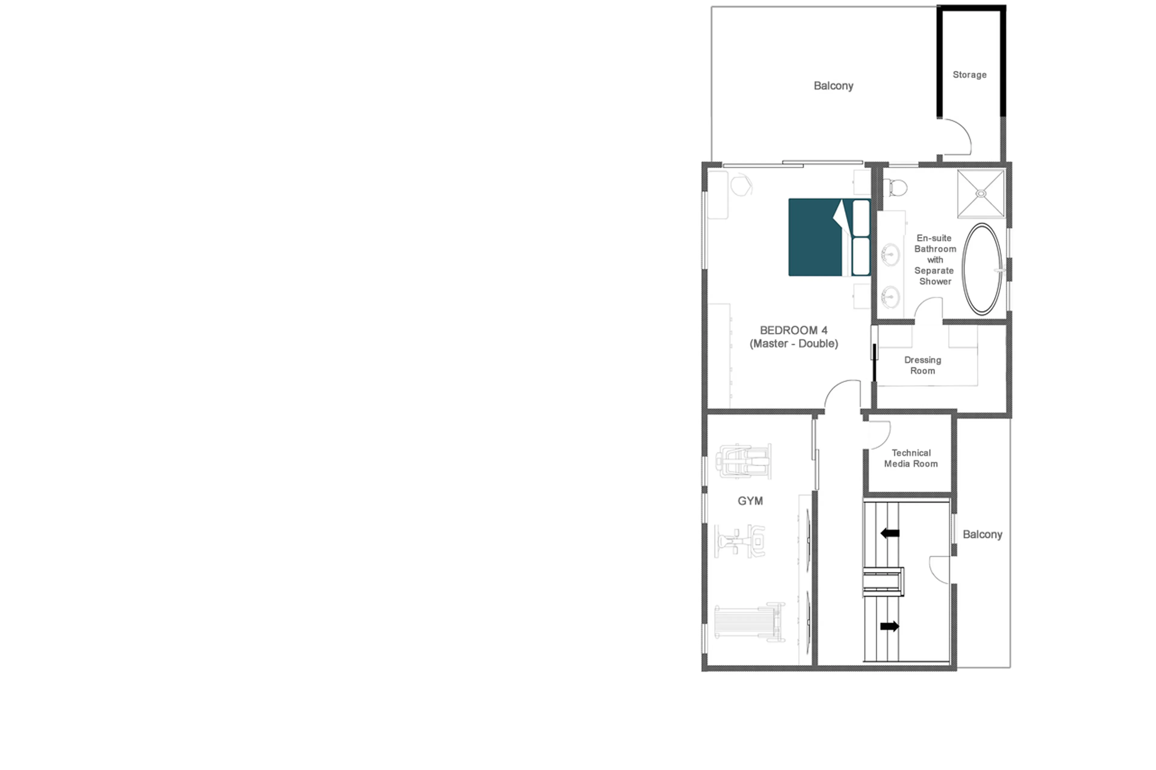 Level 2 floor plan of Chalet Foulon in Verbier