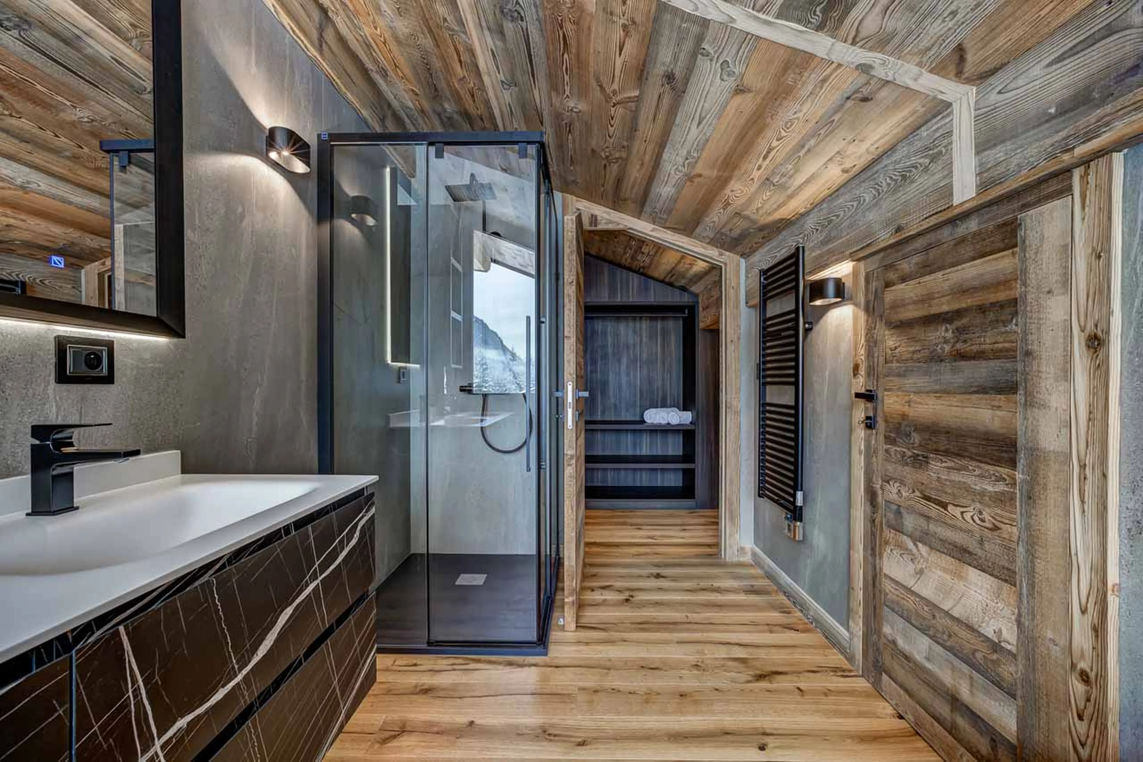 Shower room at Chalet Freya in Chamonix