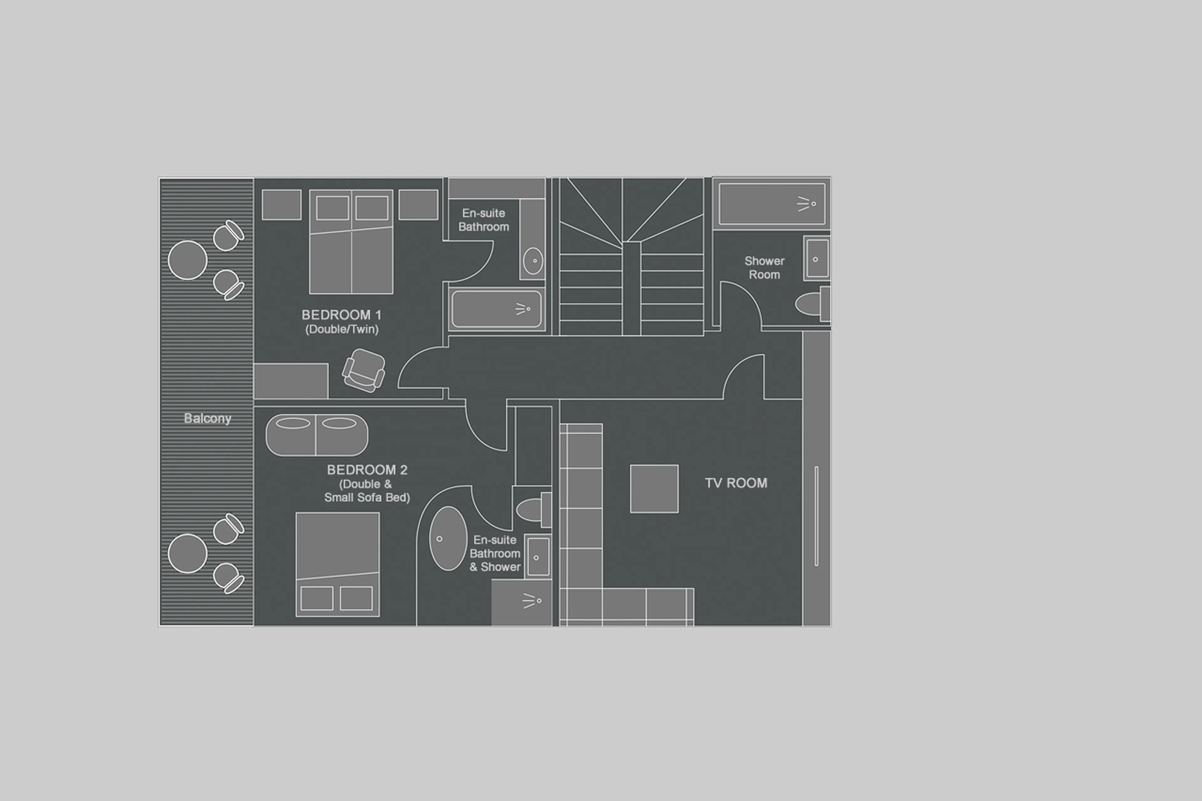 Level 2 floor plan of Chalet Genevieve in Morzine