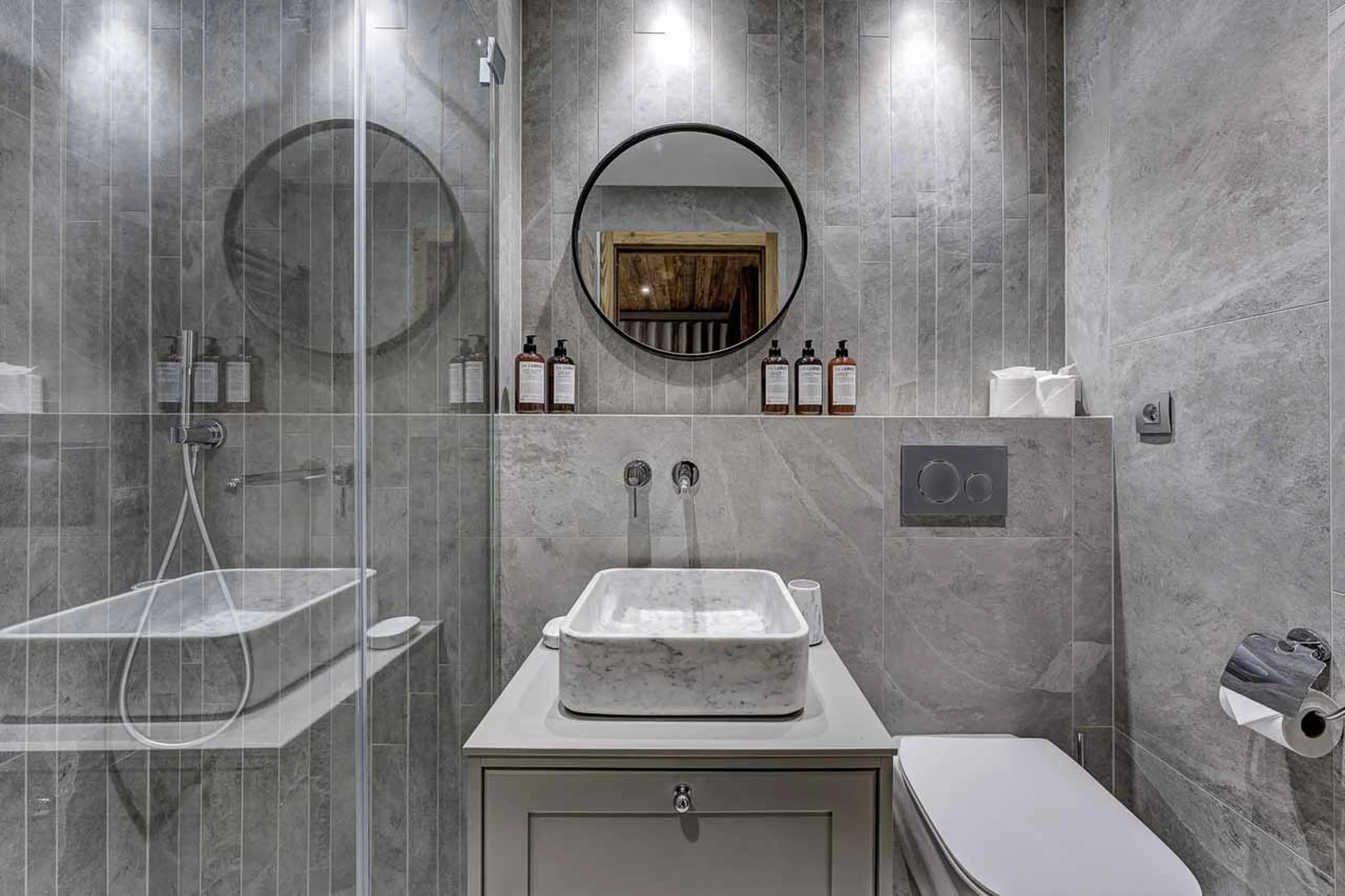 Shower room at Chalet Goldilocks in Morzine