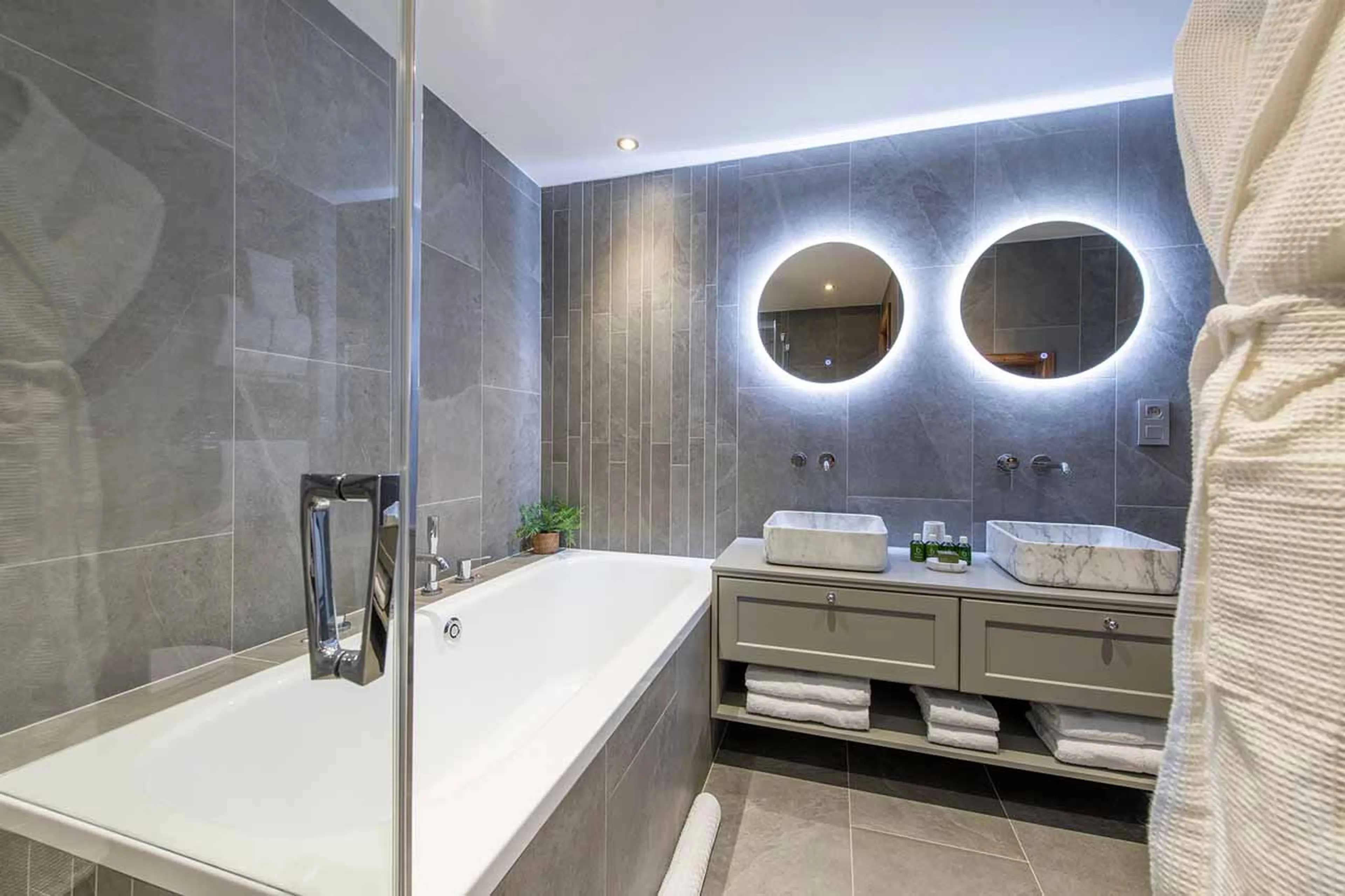 Bathroom one at Chalet Goldilocks & Three Bears in Morzine