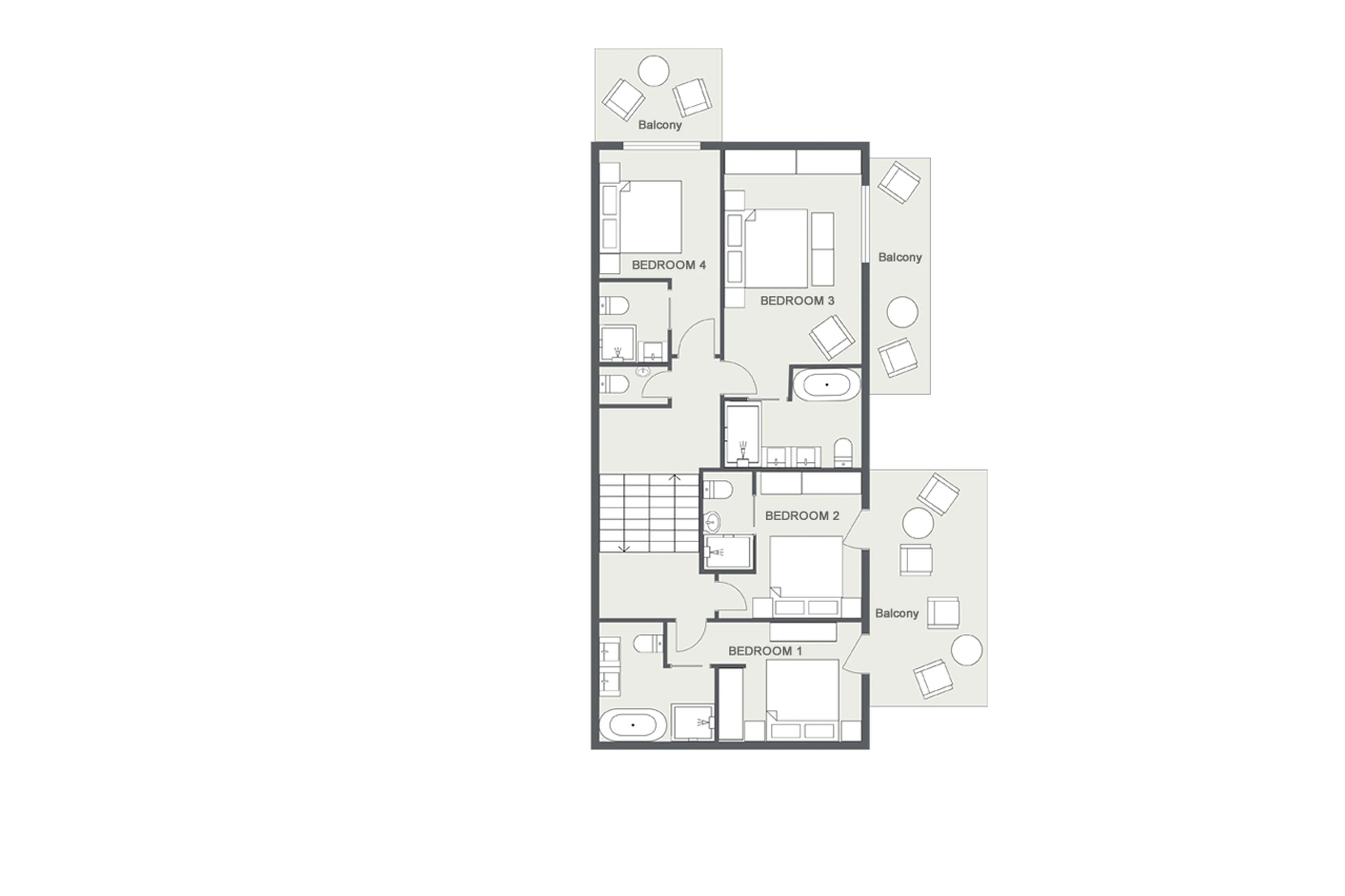 Level 2 floor plan of Chalet Goldilocks in Morzine