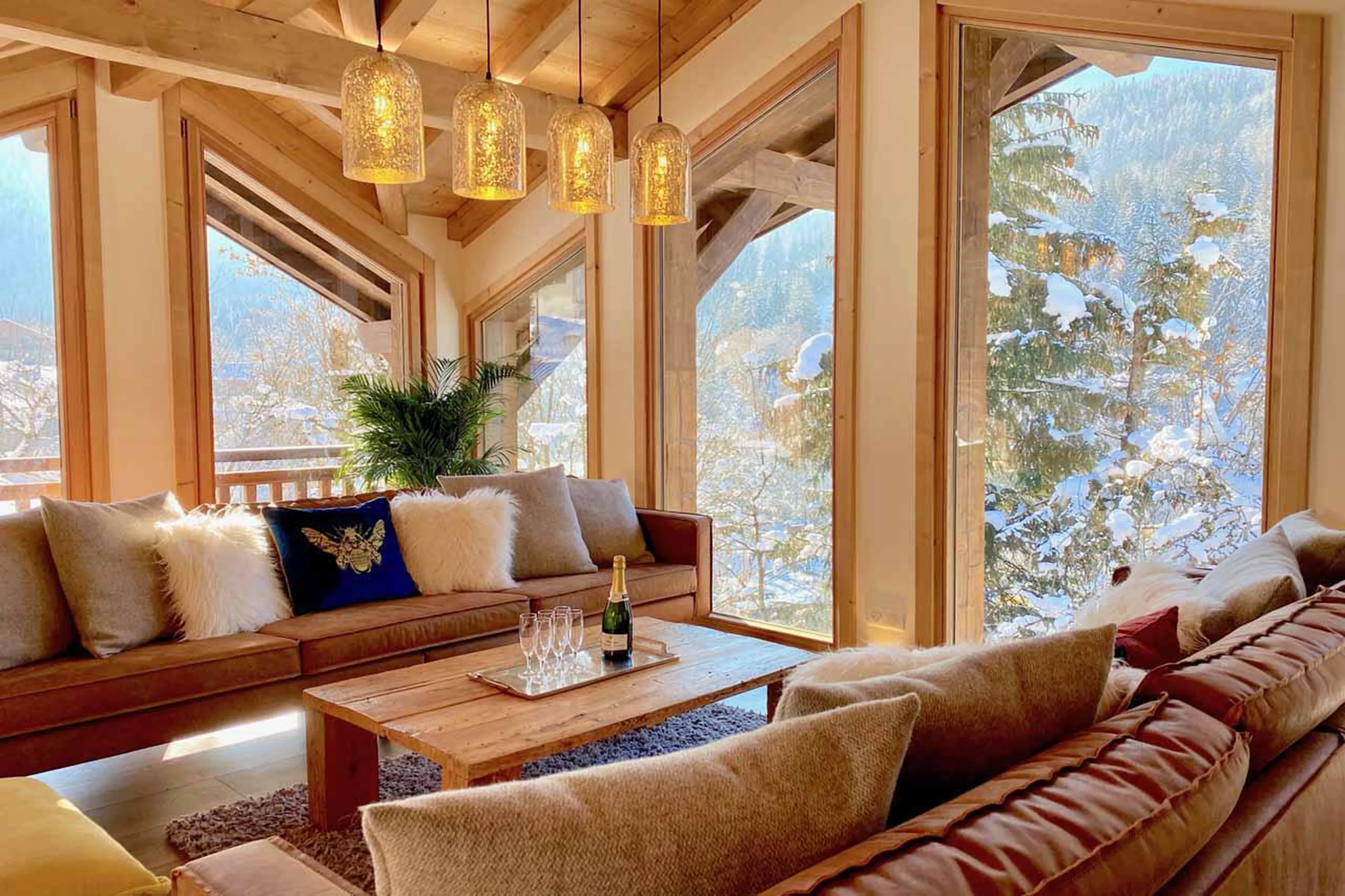 Sofas in living area of Chalet Gouter in Morzine