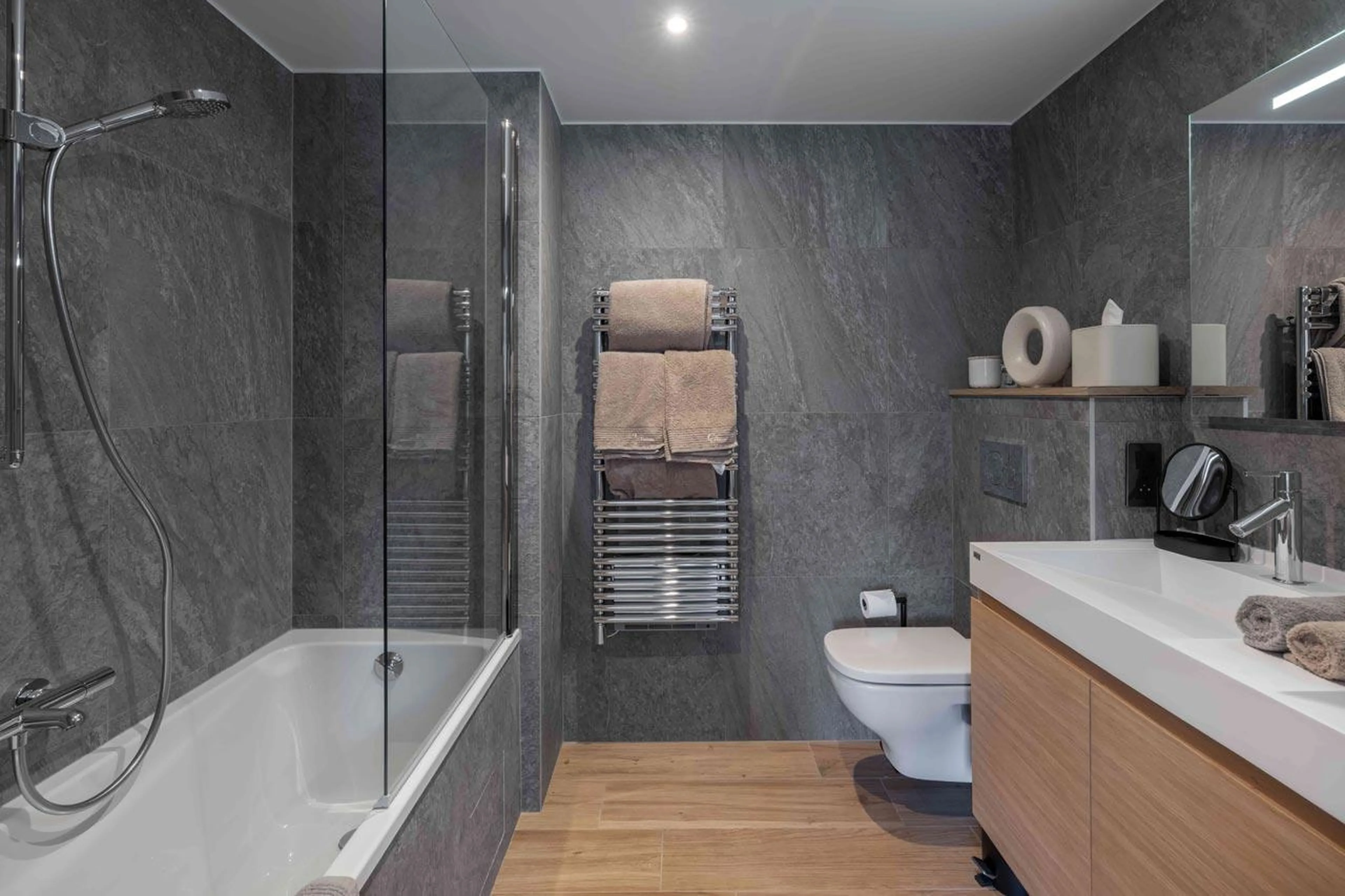En-suite bathroom in Chalet Goyard, Courchevel 1650
