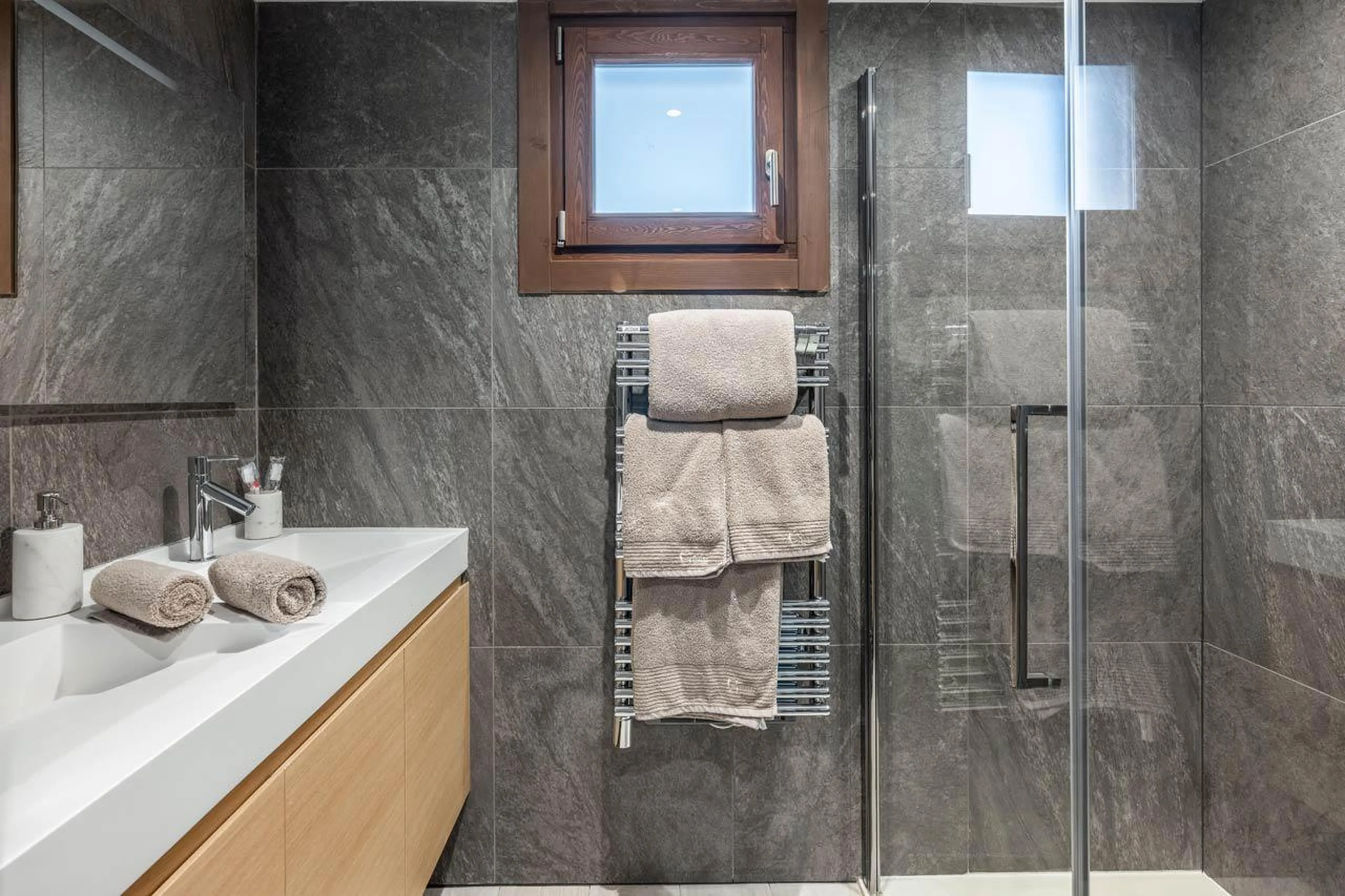 En-suite shower room in Chalet Goyard, Courchevel 1650