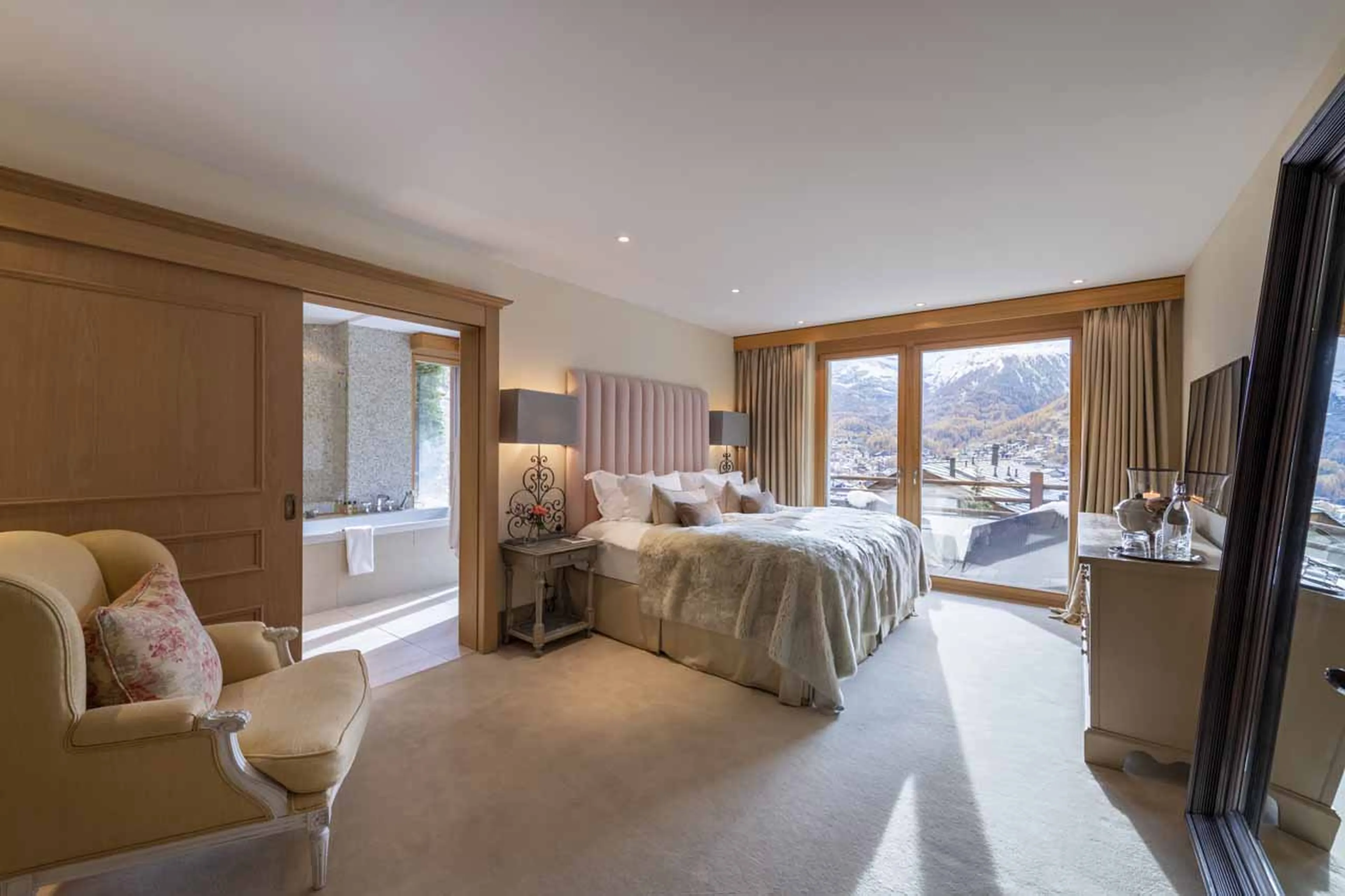 Master bedroom at Chalet Grace in Zermatt