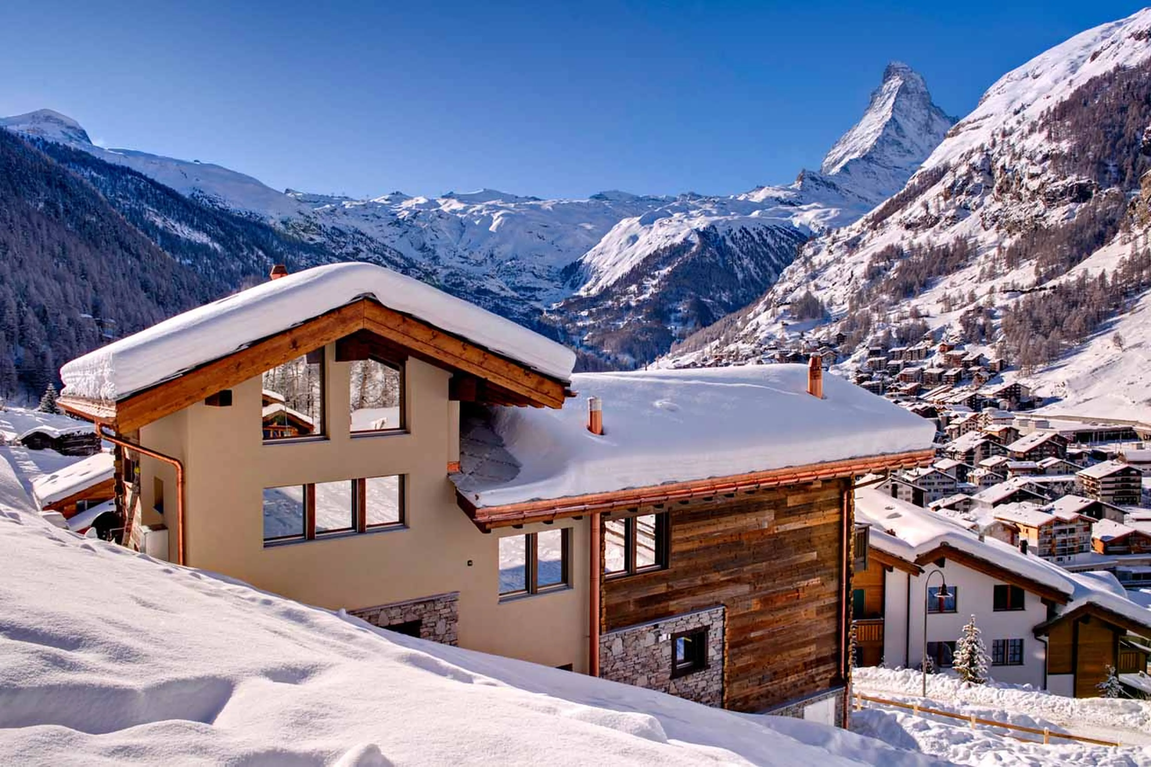View of Chalet Grace and the Matterhorn in Zermatt