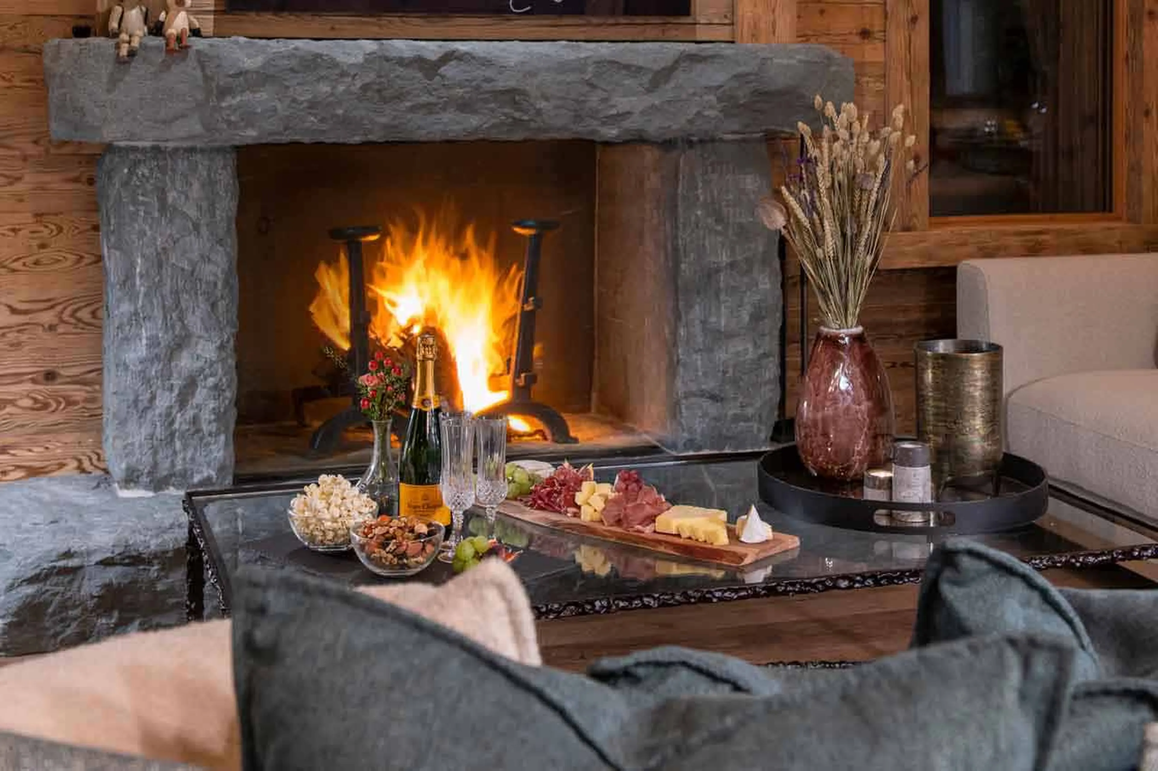 Fireplace at Chalet Grand Coeur in Verbier