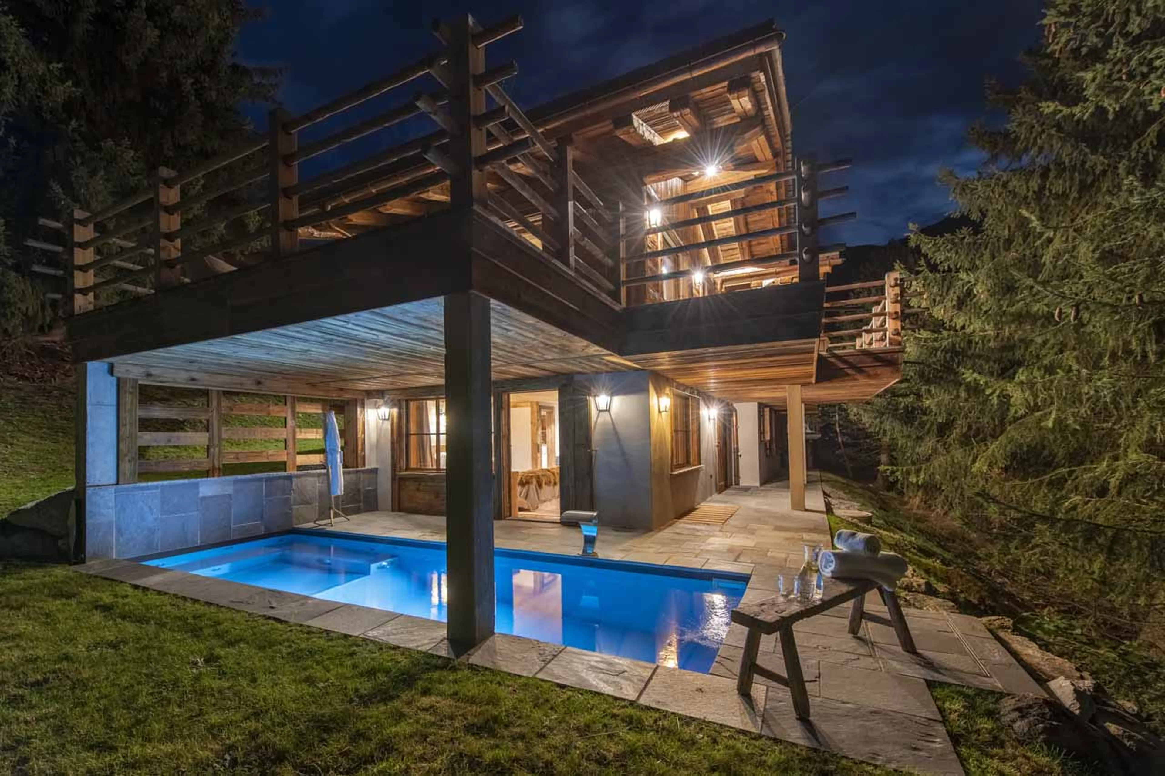 Outdoor pool at Chalet Grand Coeur in Verbier